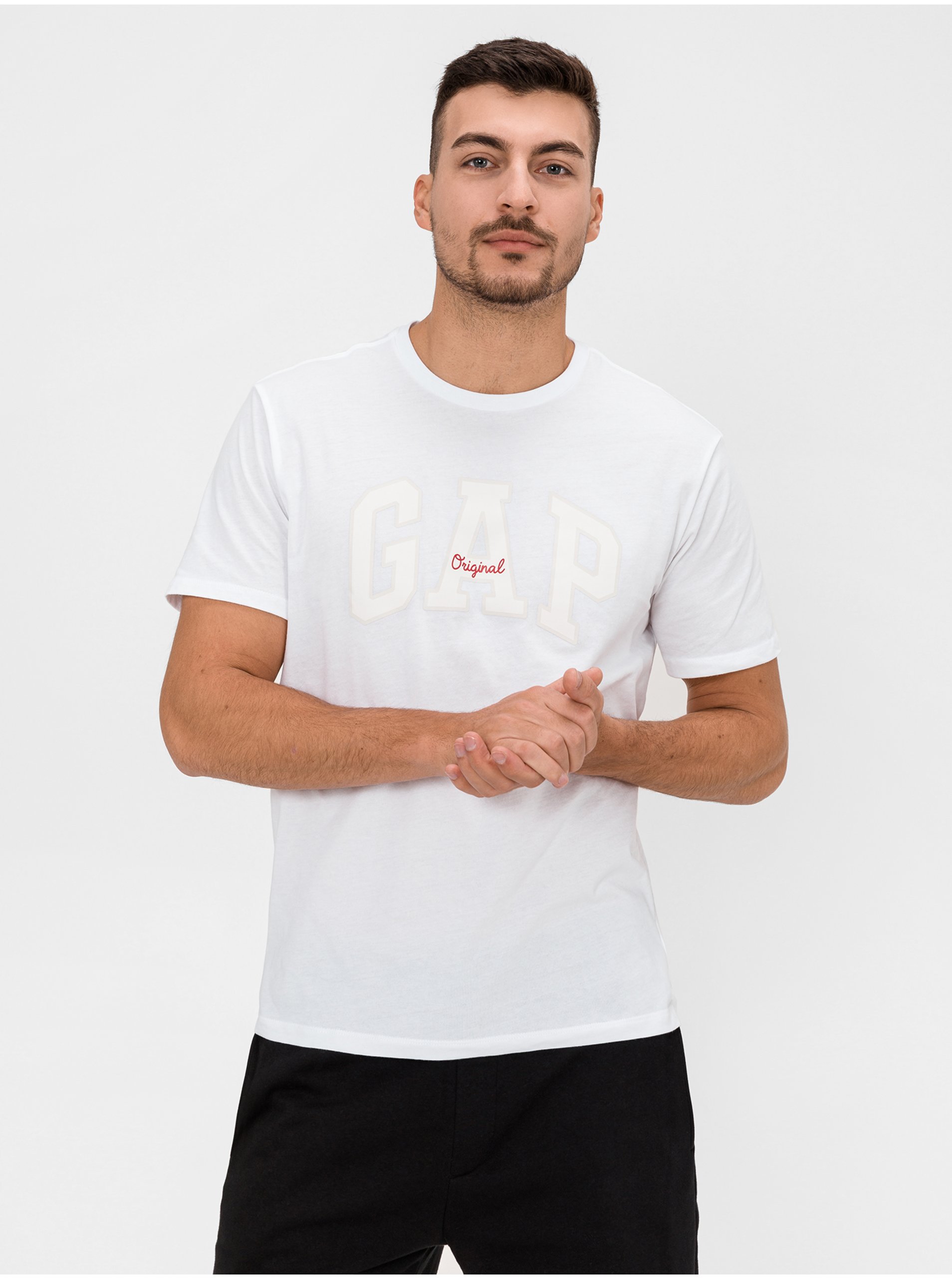 Lacno Biele pánske tričko GAP Logo