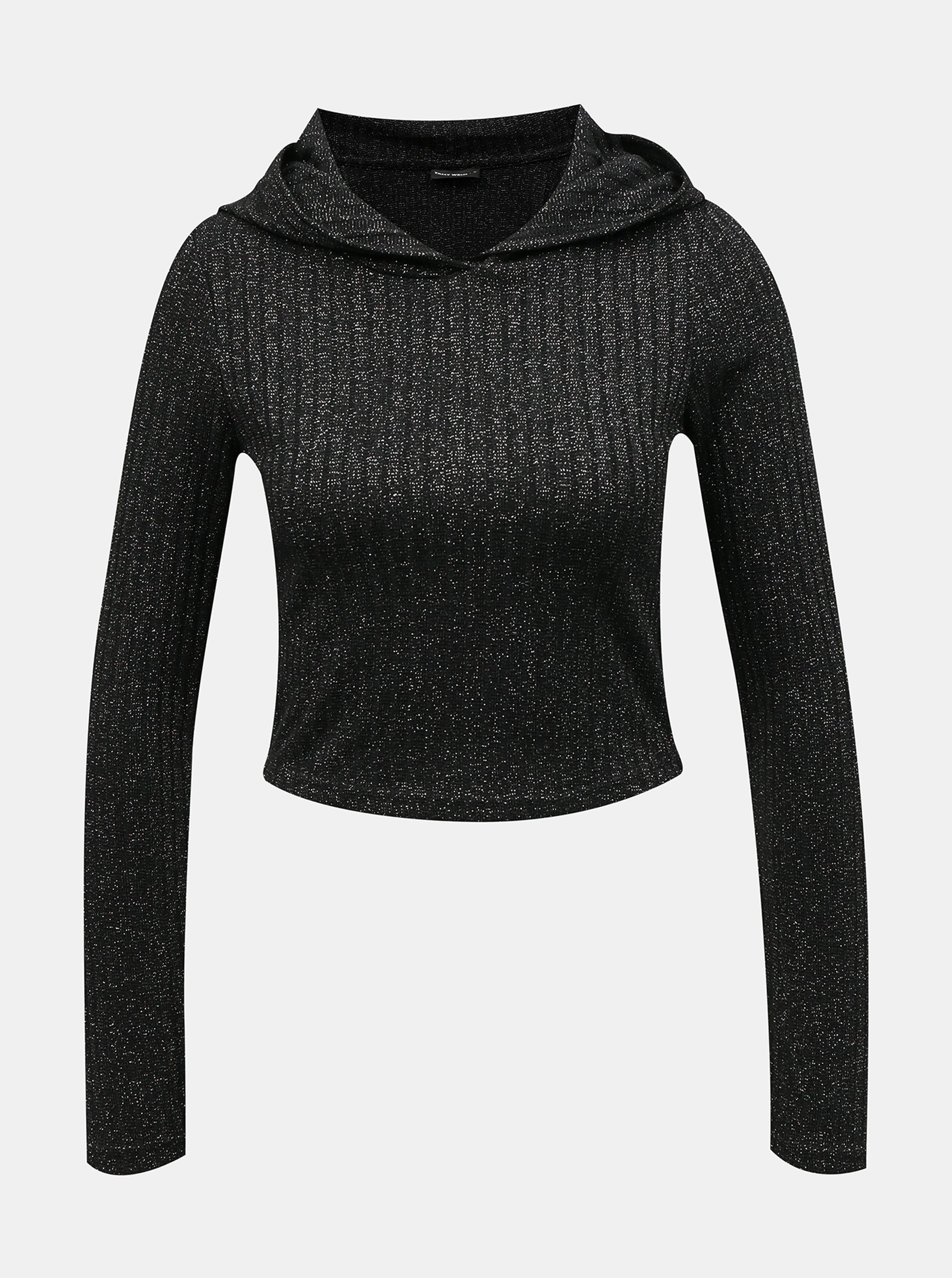 E-shop Čierny krátky trblietavý sveter TALLY WEiJL