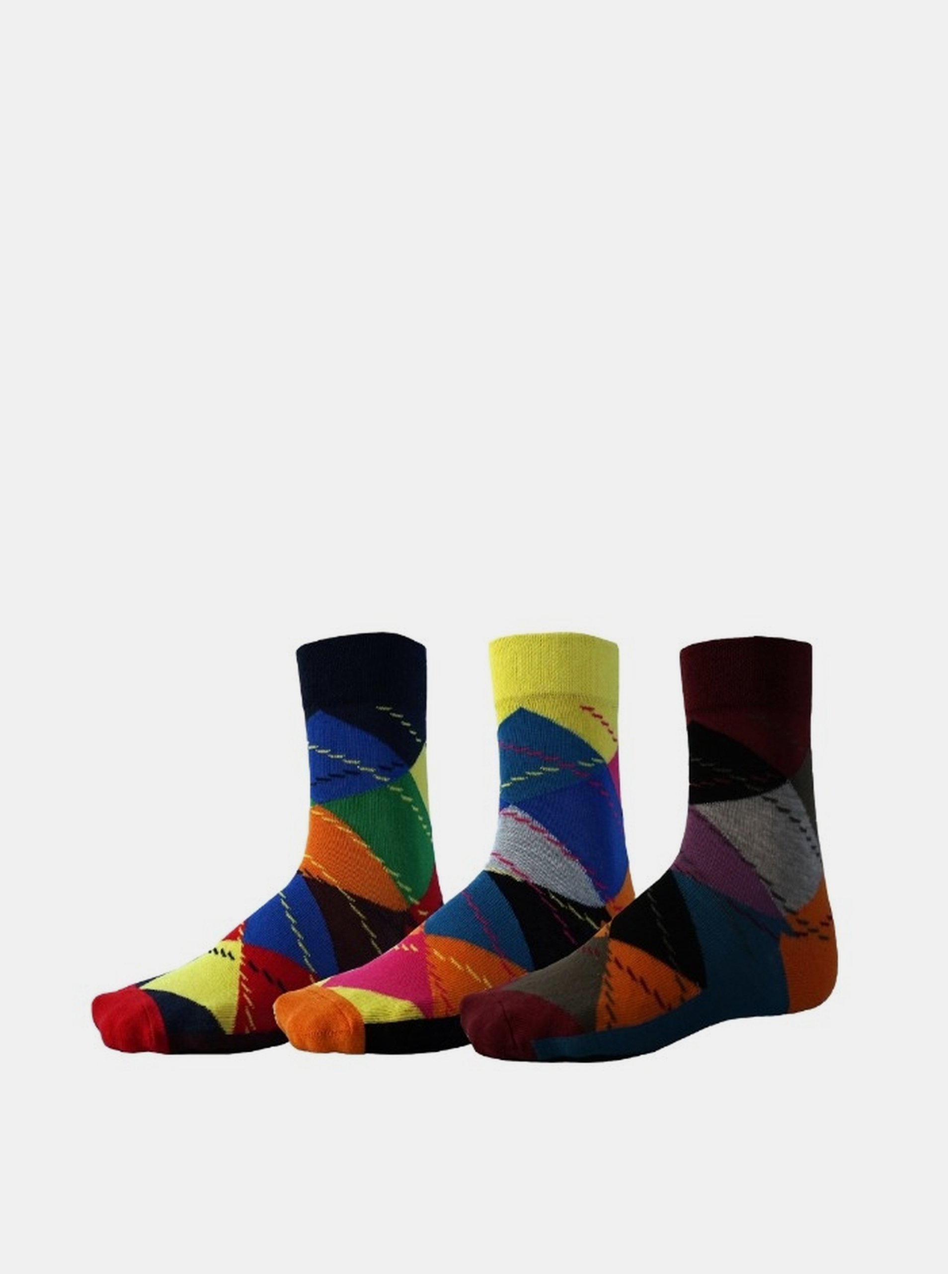Levně Sada tří párů ponožek v šedo-modré barvě SAM 73