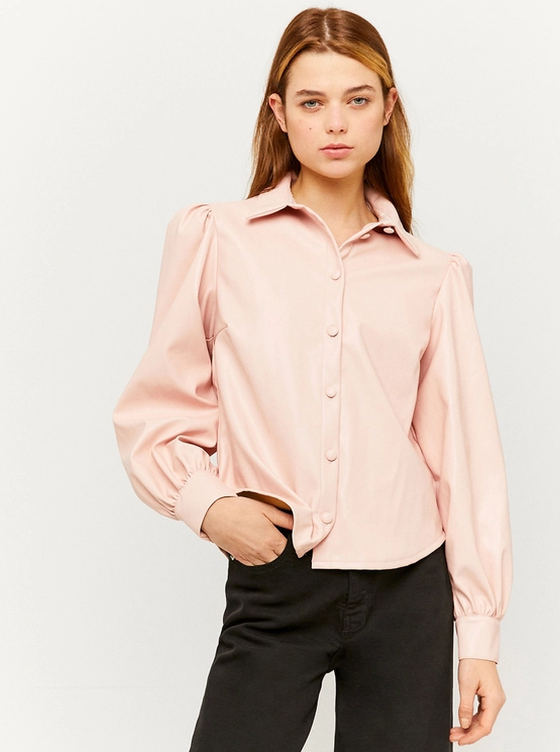 E-shop Růžová koženková košile TALLY WEiJL