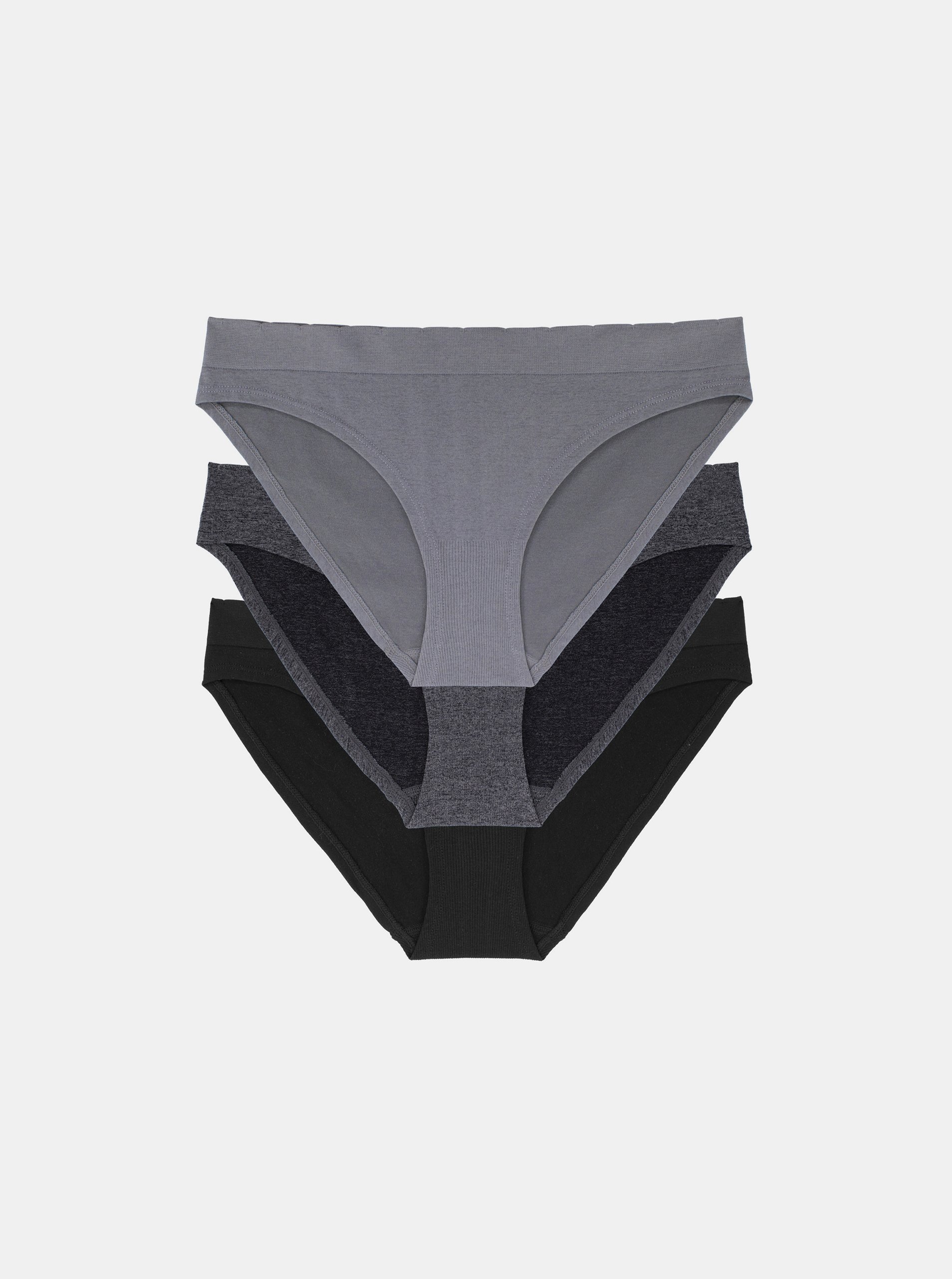 Levně Sada tří kalhotek v černé a šedé barvě DORINA