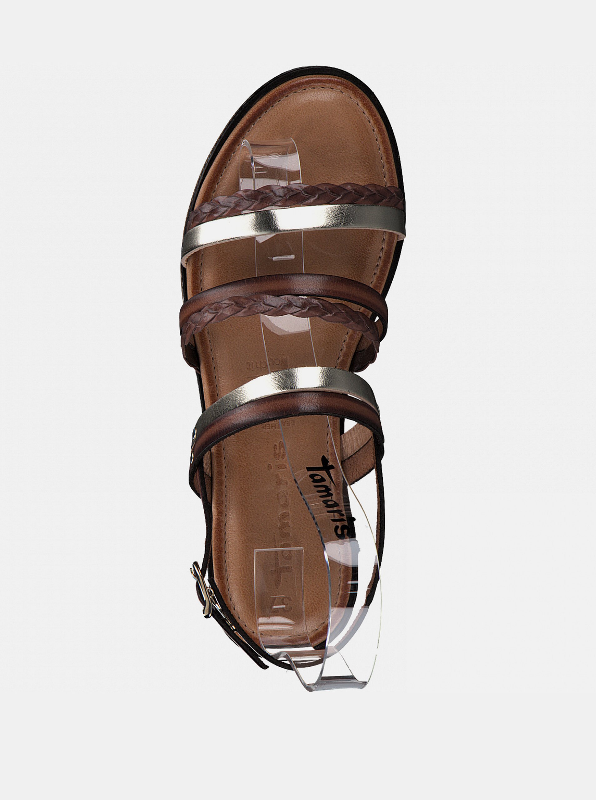 Hnedé kožené sandále Tamaris.