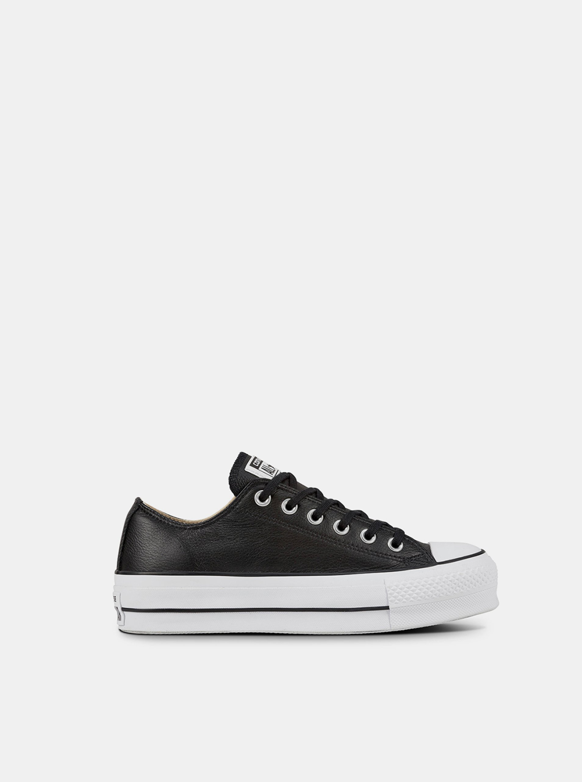 Levně Černé dámské kožené tenisky na platformě Converse Chuck Taylor All Star Lift