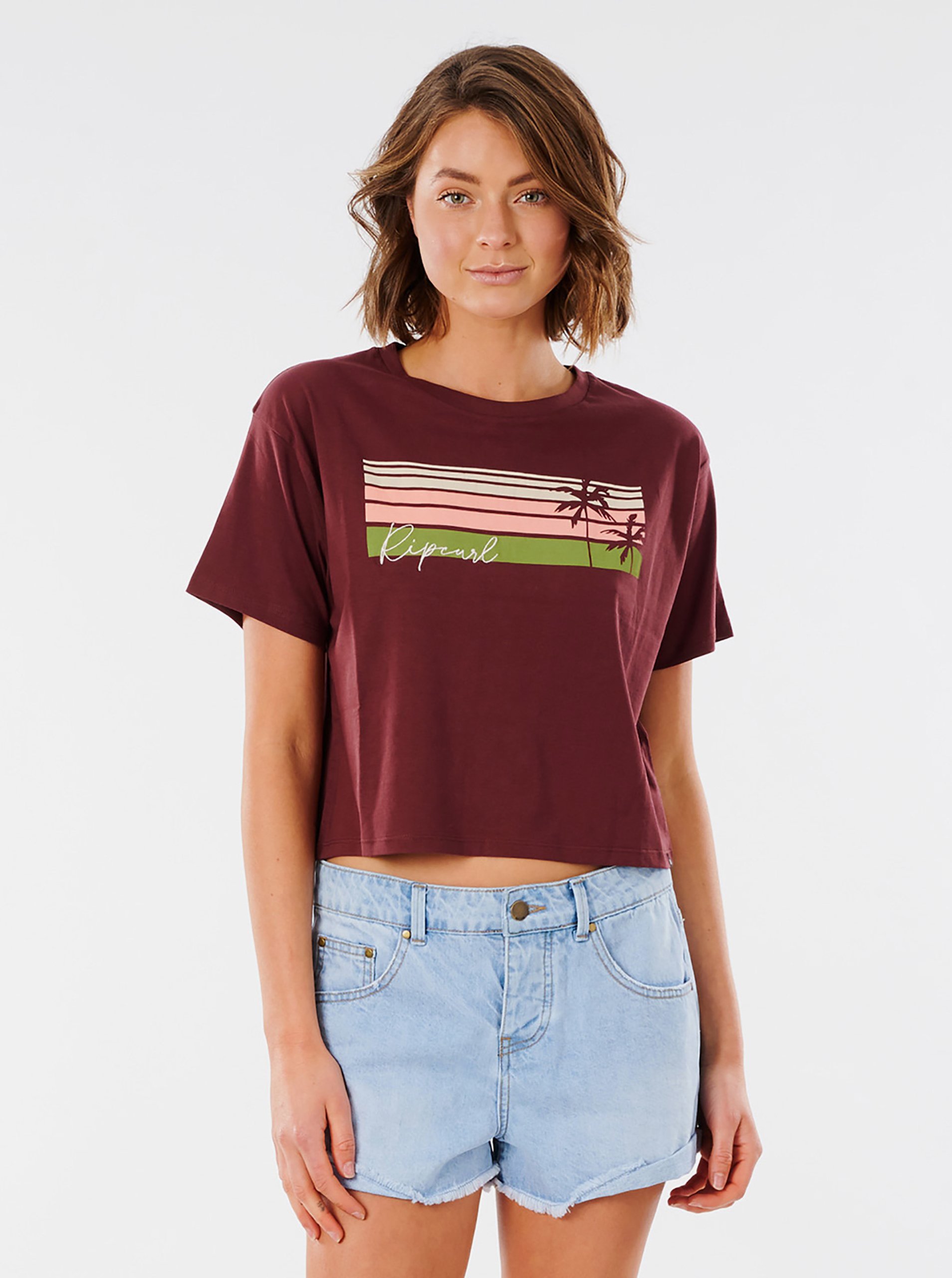 E-shop Vínové tričko s potiskem Rip Curl