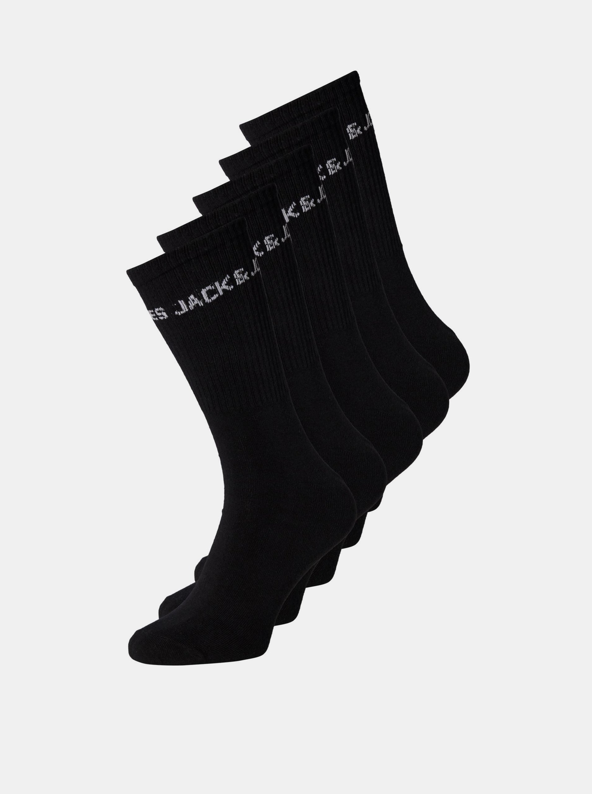 Lacno Sada piatich párov čiernych ponožiek Jack & Jones
