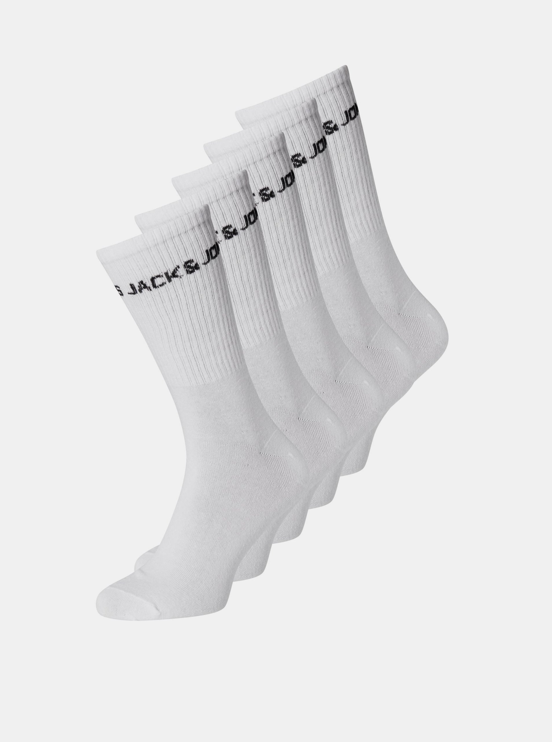 Lacno Sada piatich párov bielych ponožiek Jack & Jones