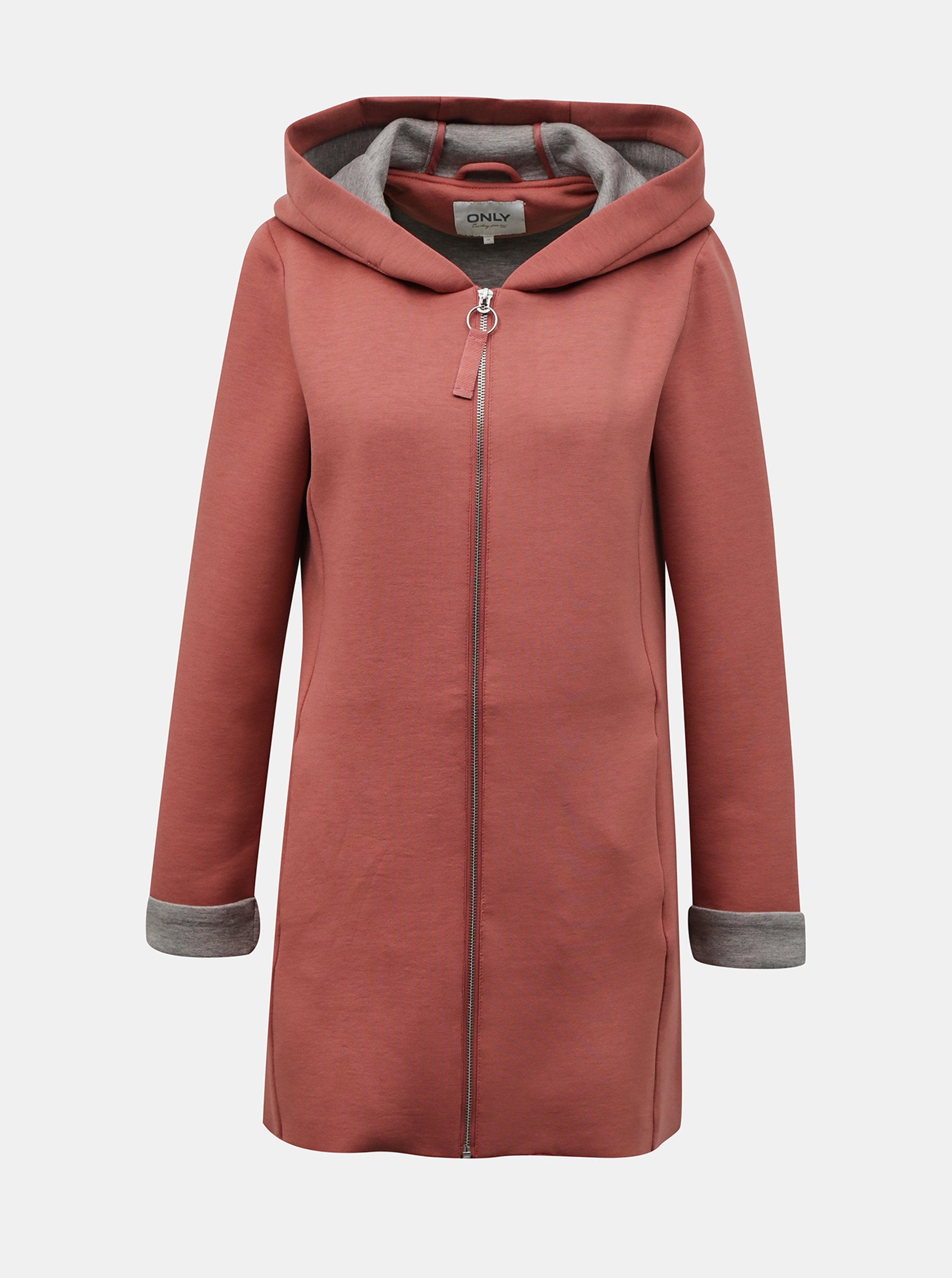Levně Růžový dámský lehký kabát s kapucí ONLY Lena