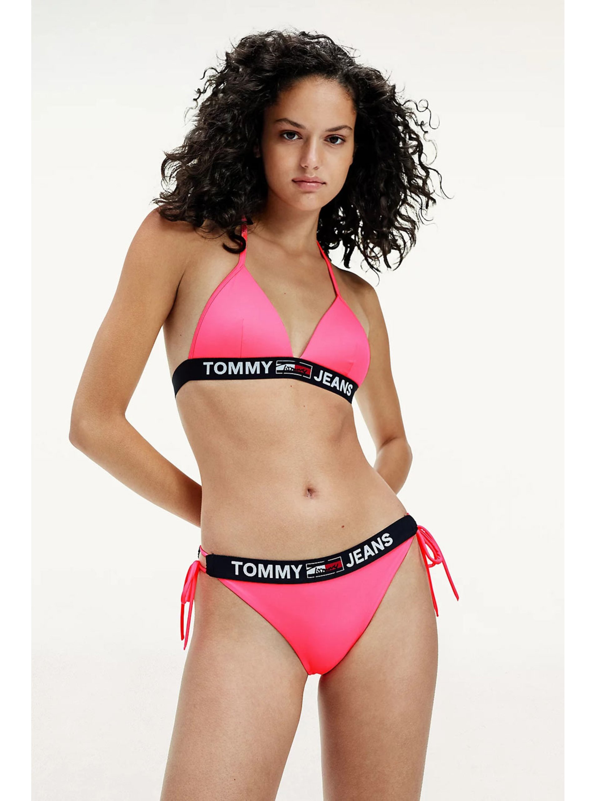 Lacno Tommy Hilfiger ružový spodný diel plaviek Cheeky String Side Tie Bikini