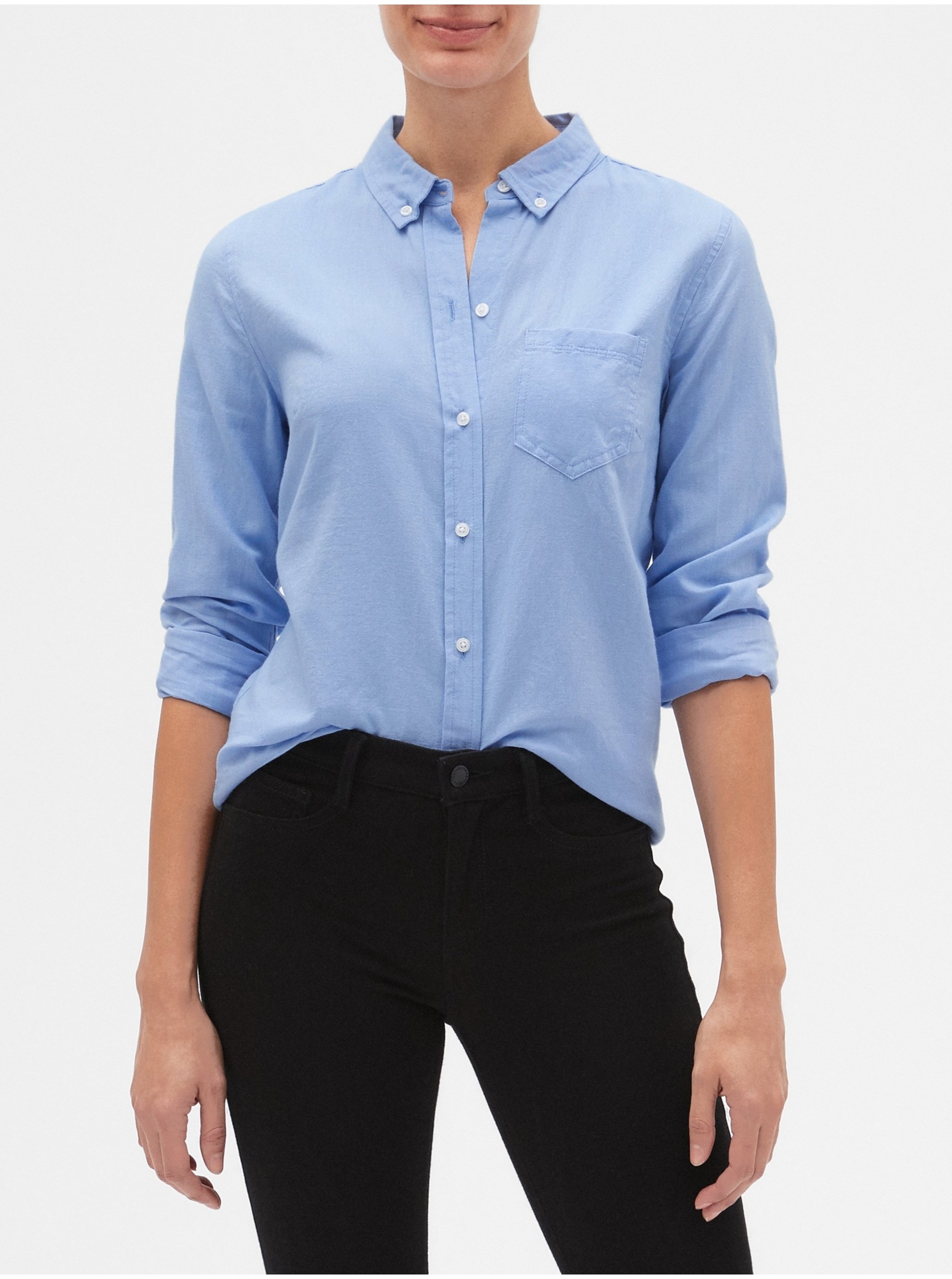 E-shop Modrá dámská košile v-fitted boyfriend oxf