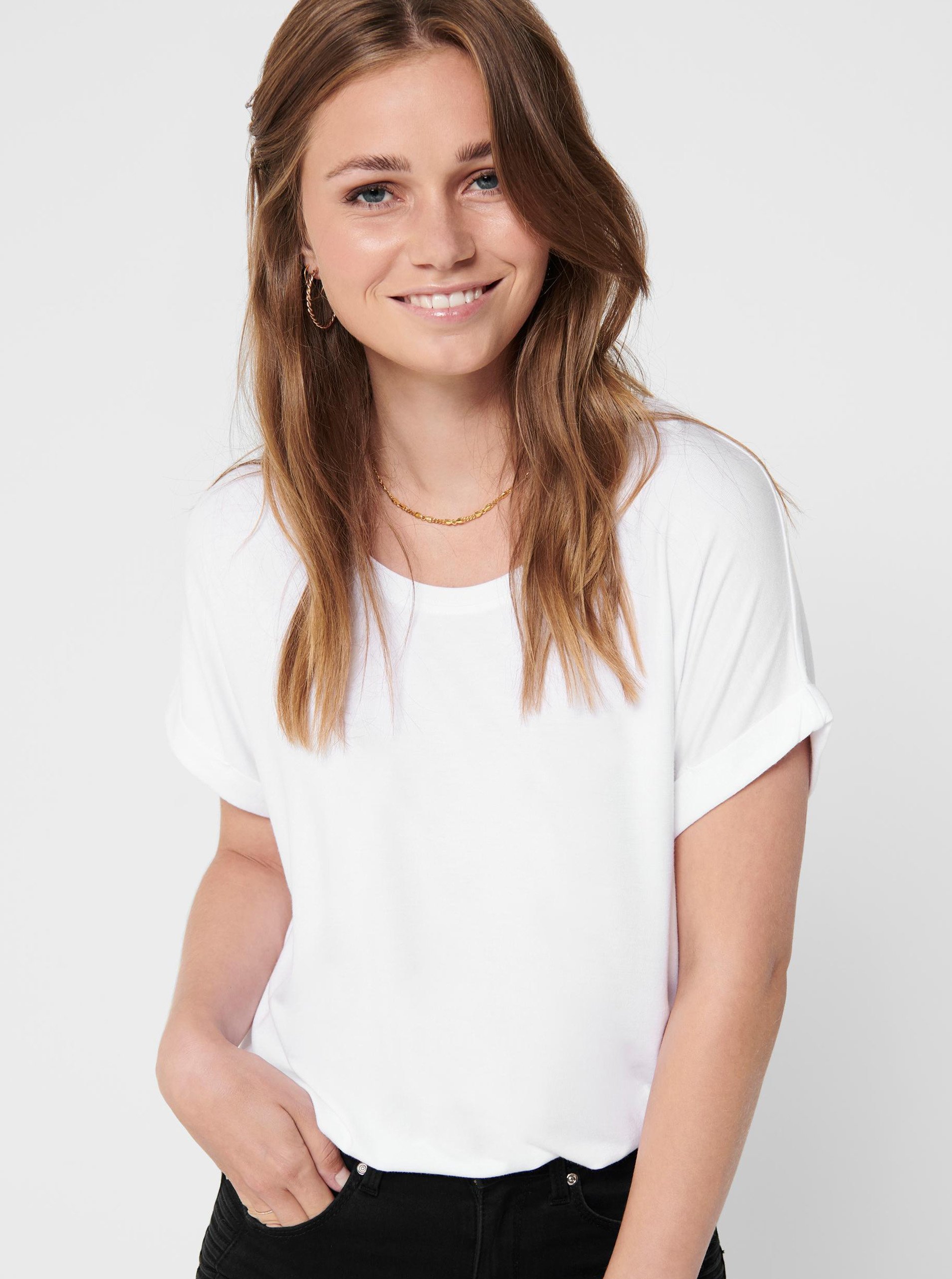 E-shop Bílé basic tričko ONLY Moster