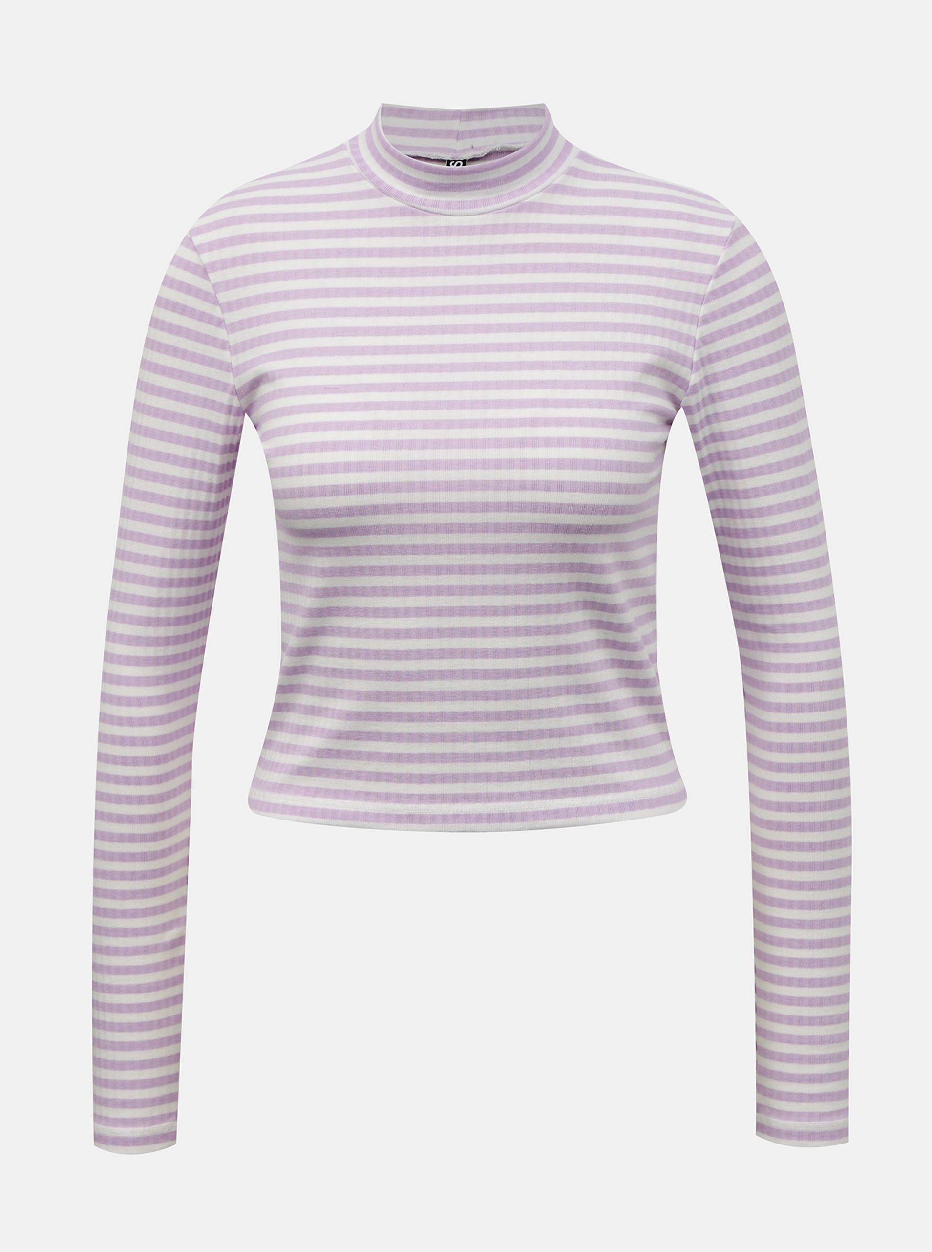 Lacno Bielo-fialové pruhované krátke tričko Pieces Raya