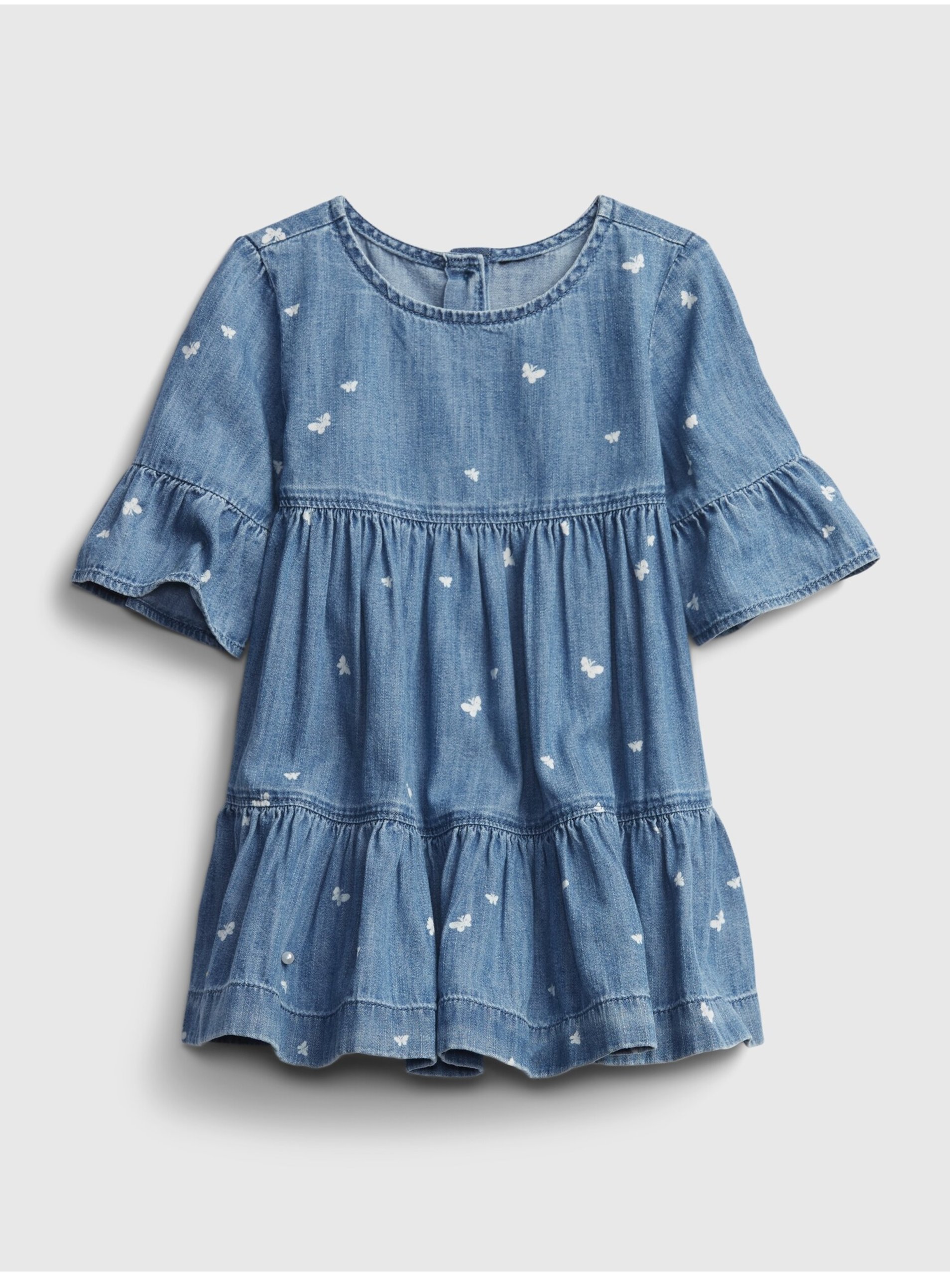 Lacno Baby šaty butterfly denim dress Modrá