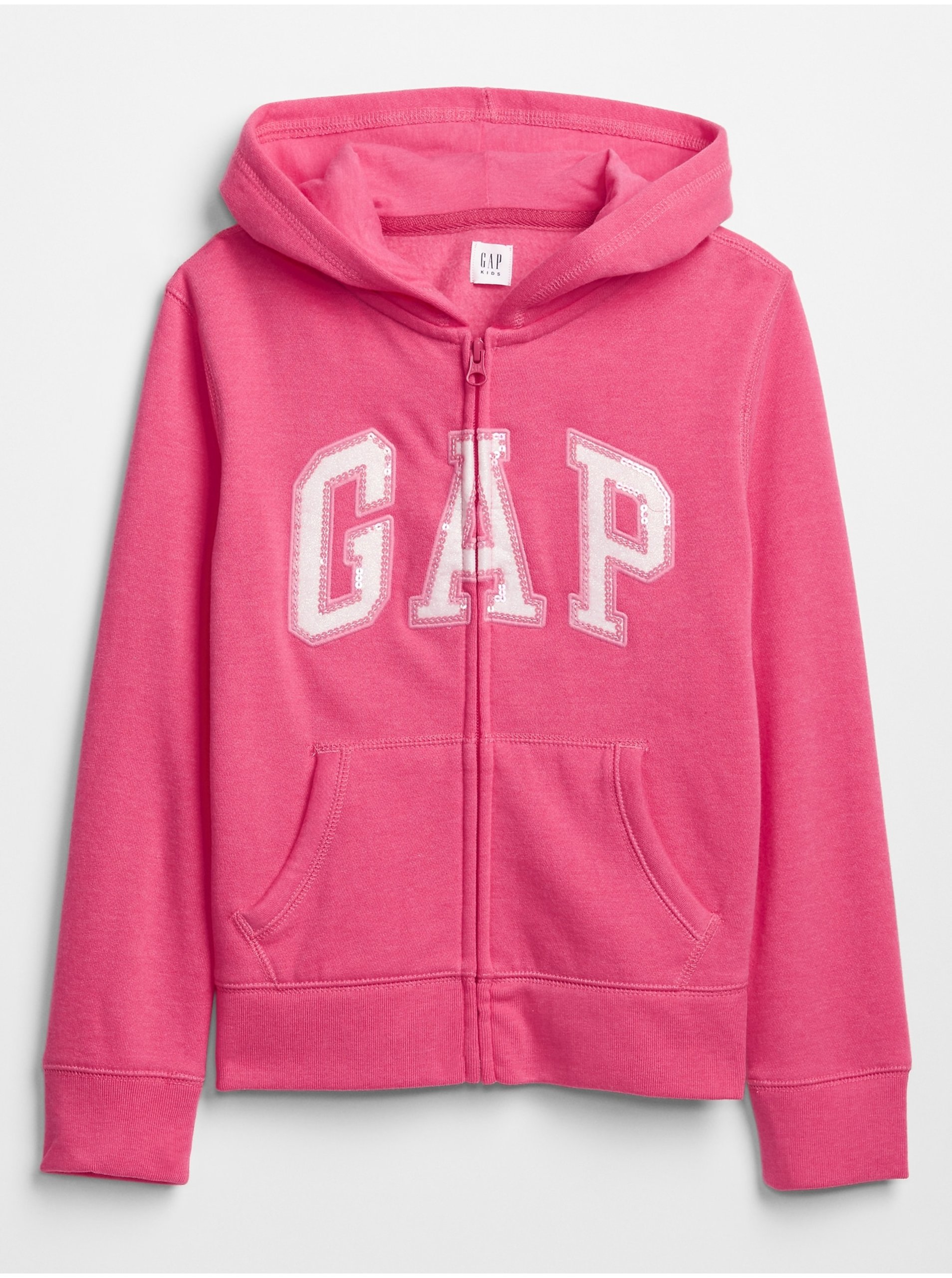Lacno Detská mikina GAP Logo zip hoodie Ružová