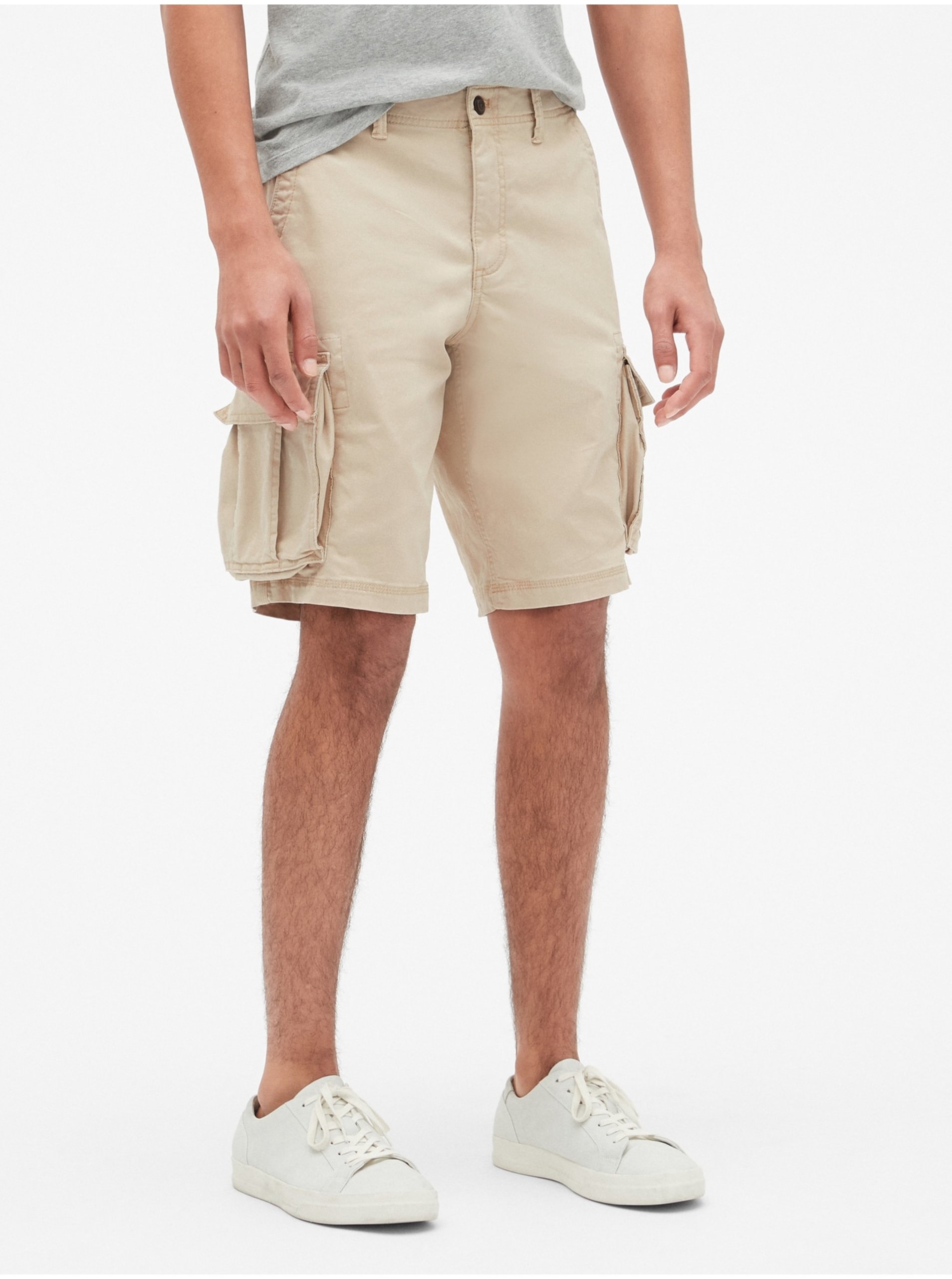 Lacno Kraťasy 11" twill cargo shorts with GapFlex Béžová