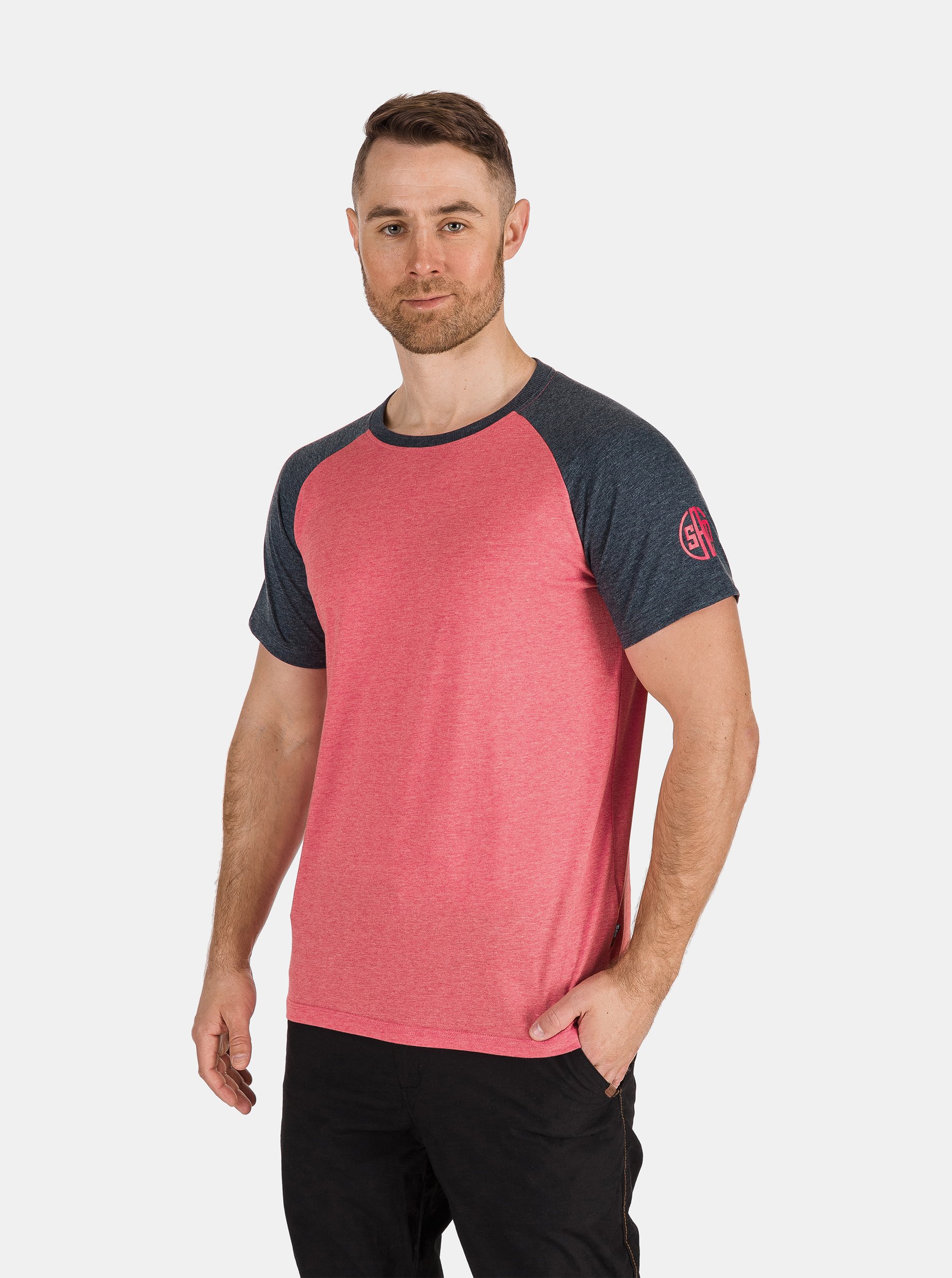 Lacno Ružové pánske tričko SAM 73