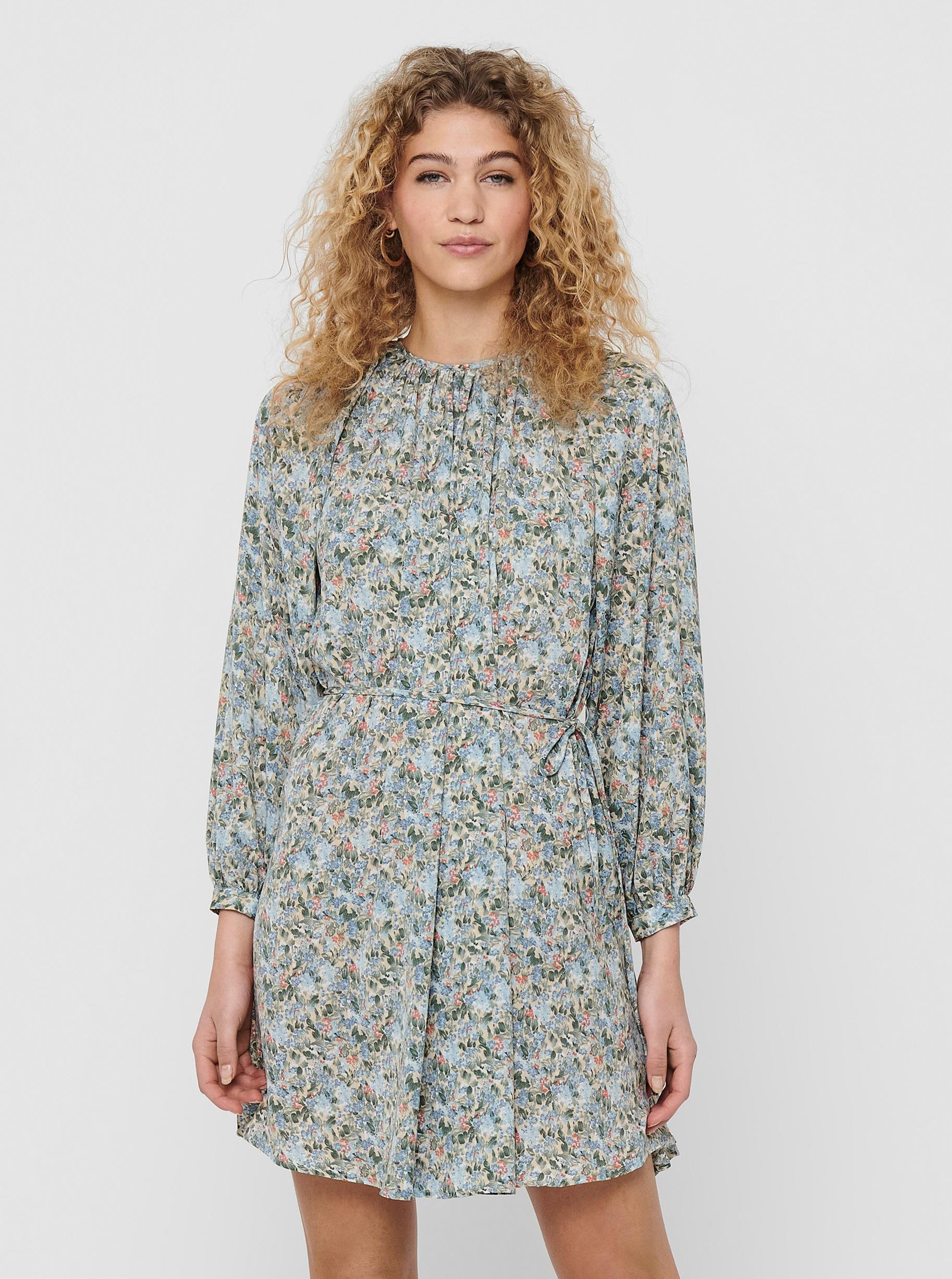 E-shop Světle modré květované volné šaty ONLY Kendall