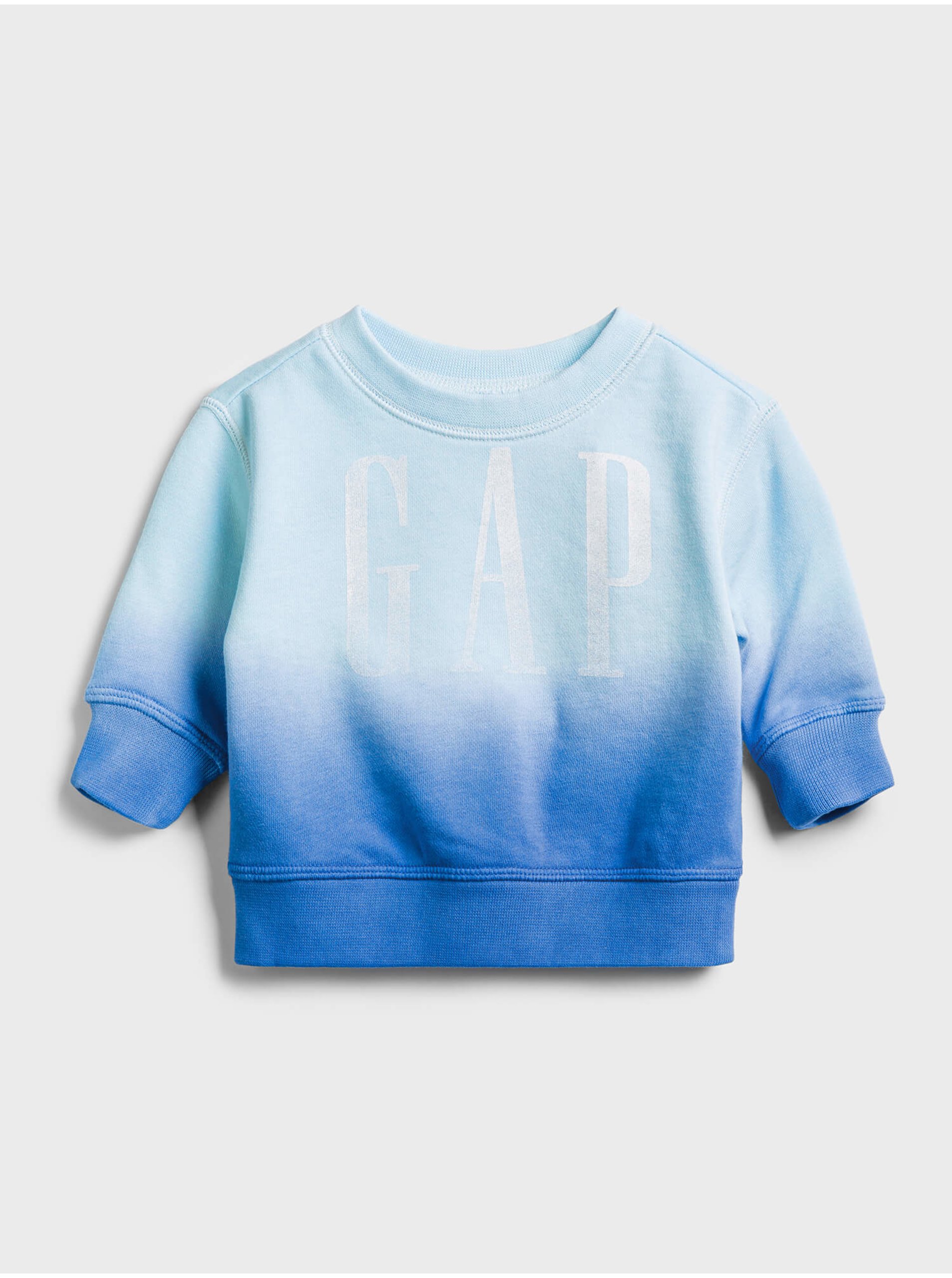 Lacno Baby mikina GAP Logo dip-dye crewneck sweatshirt Modrá