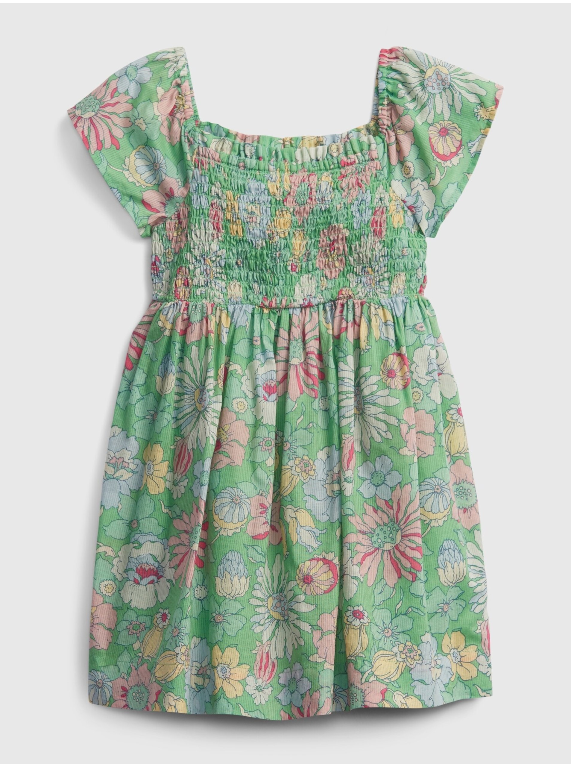 E-shop Detské šaty smocked floral dress Zelená