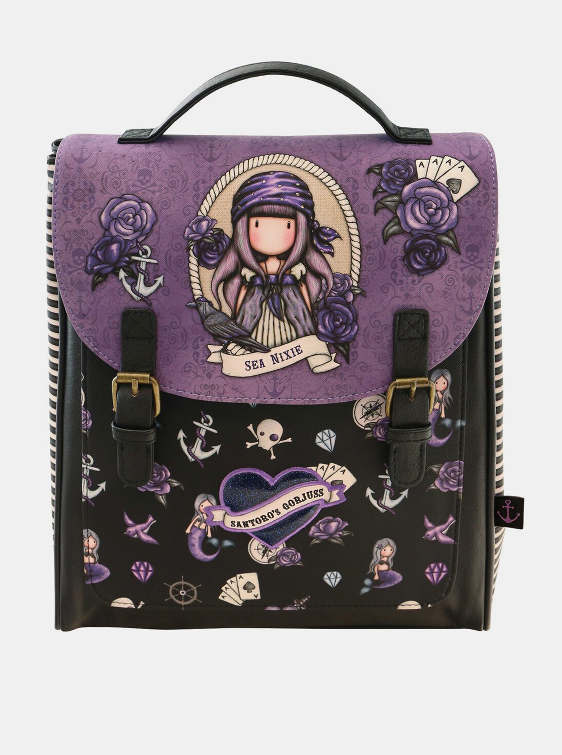 Lacno Hnedo-fialový vzorovaný batoh Santoro