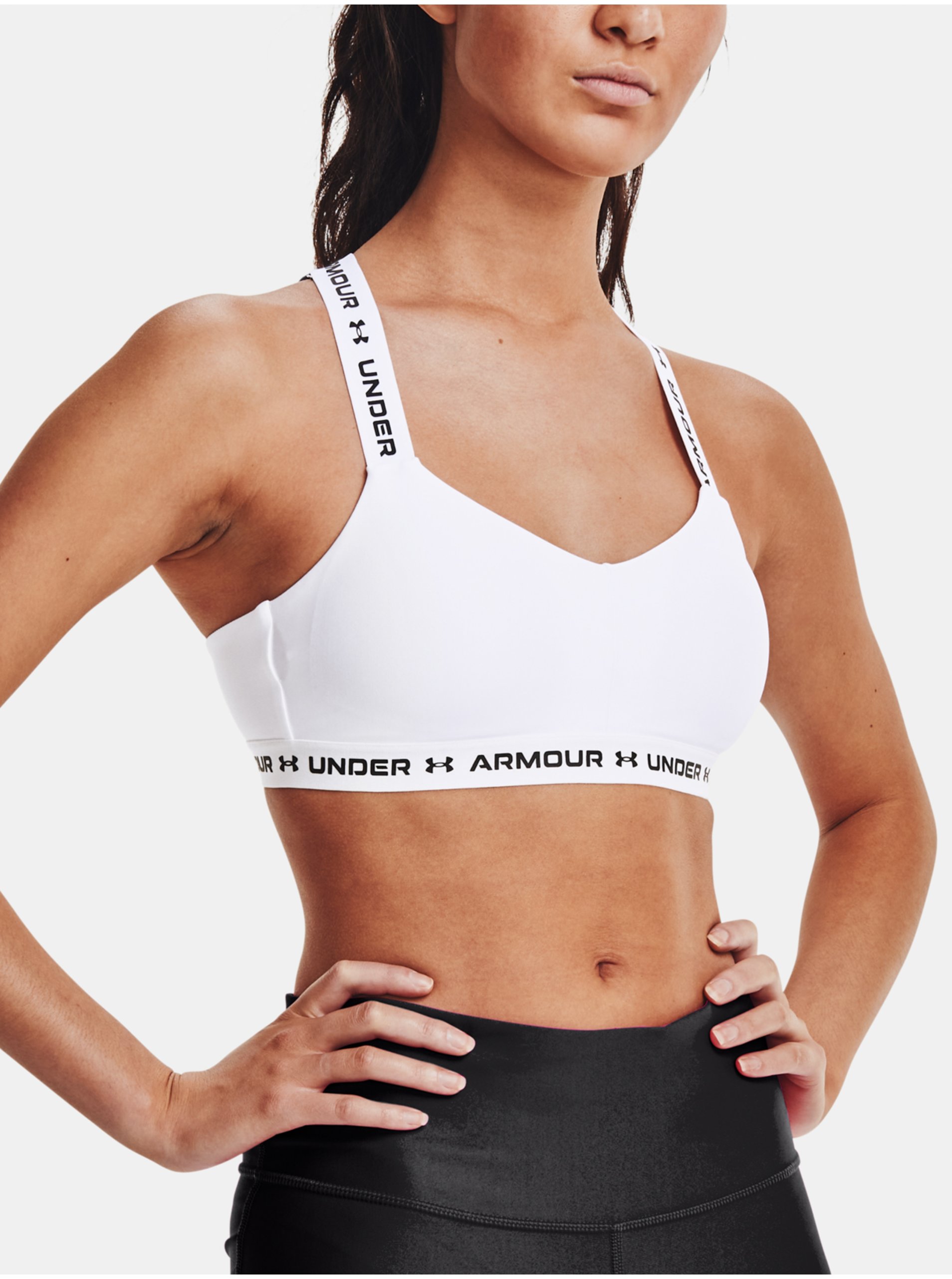 E-shop Bílá sportovní podprsenka Under Armour Crossback Low