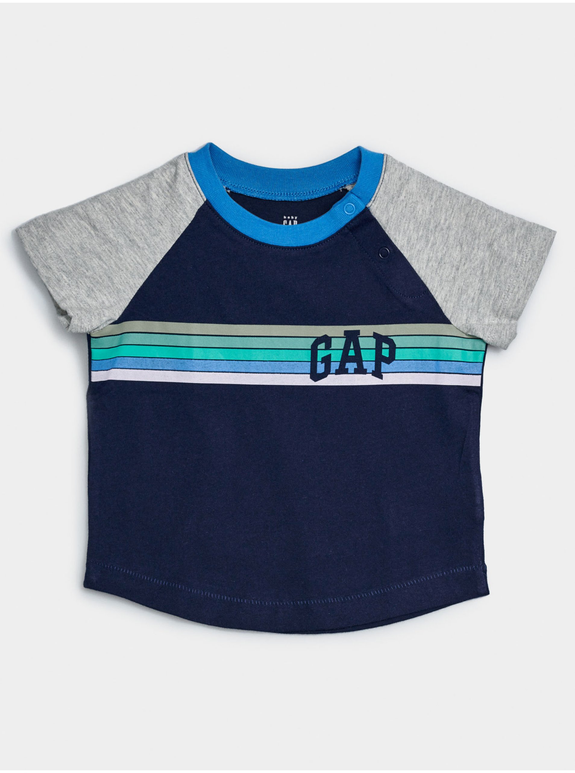 Lacno Baby tričko GAP Logo arch raglan tee Modrá