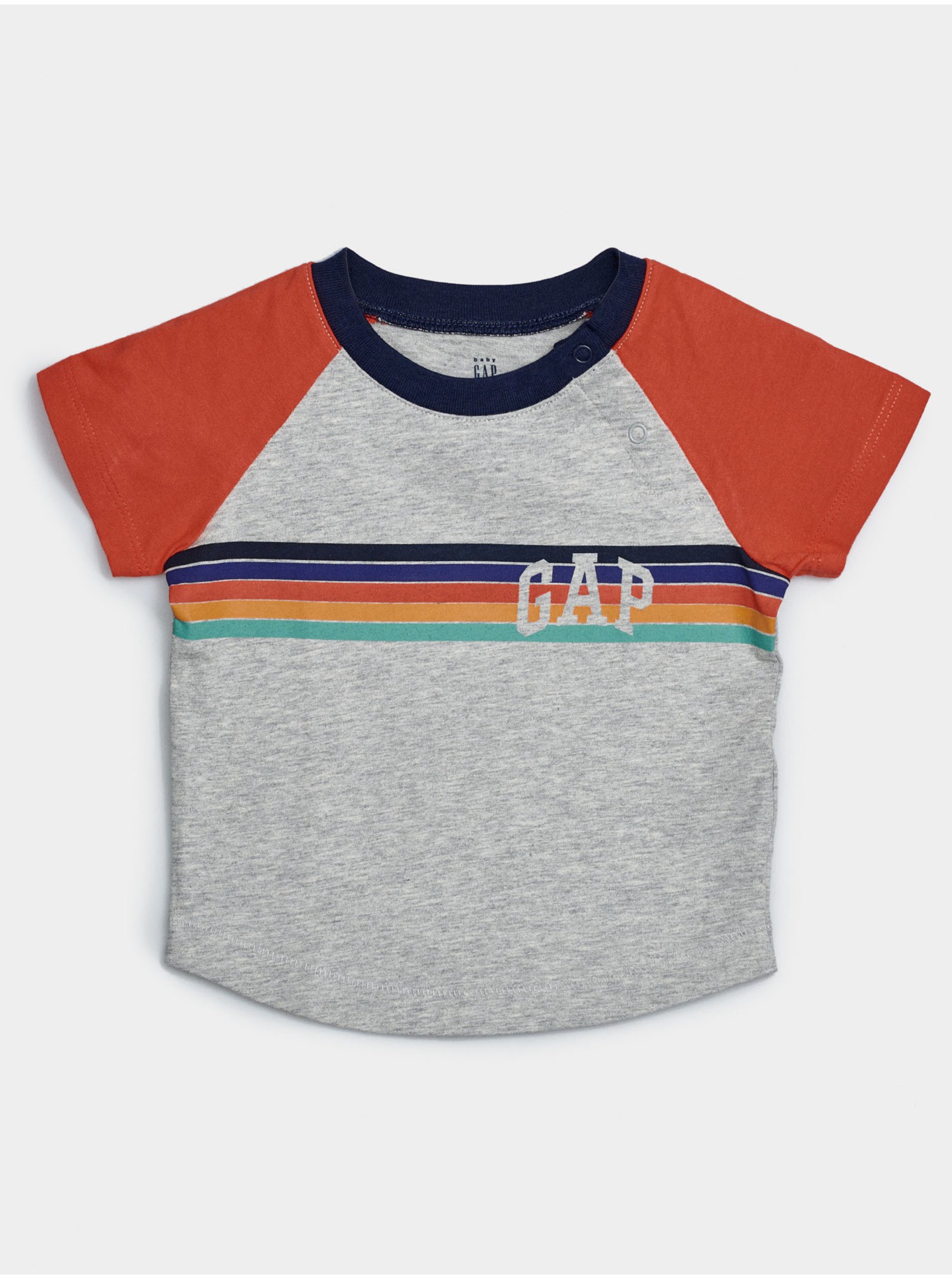 E-shop Šedé klučičí baby tričko GAP Logo arch raglan tee