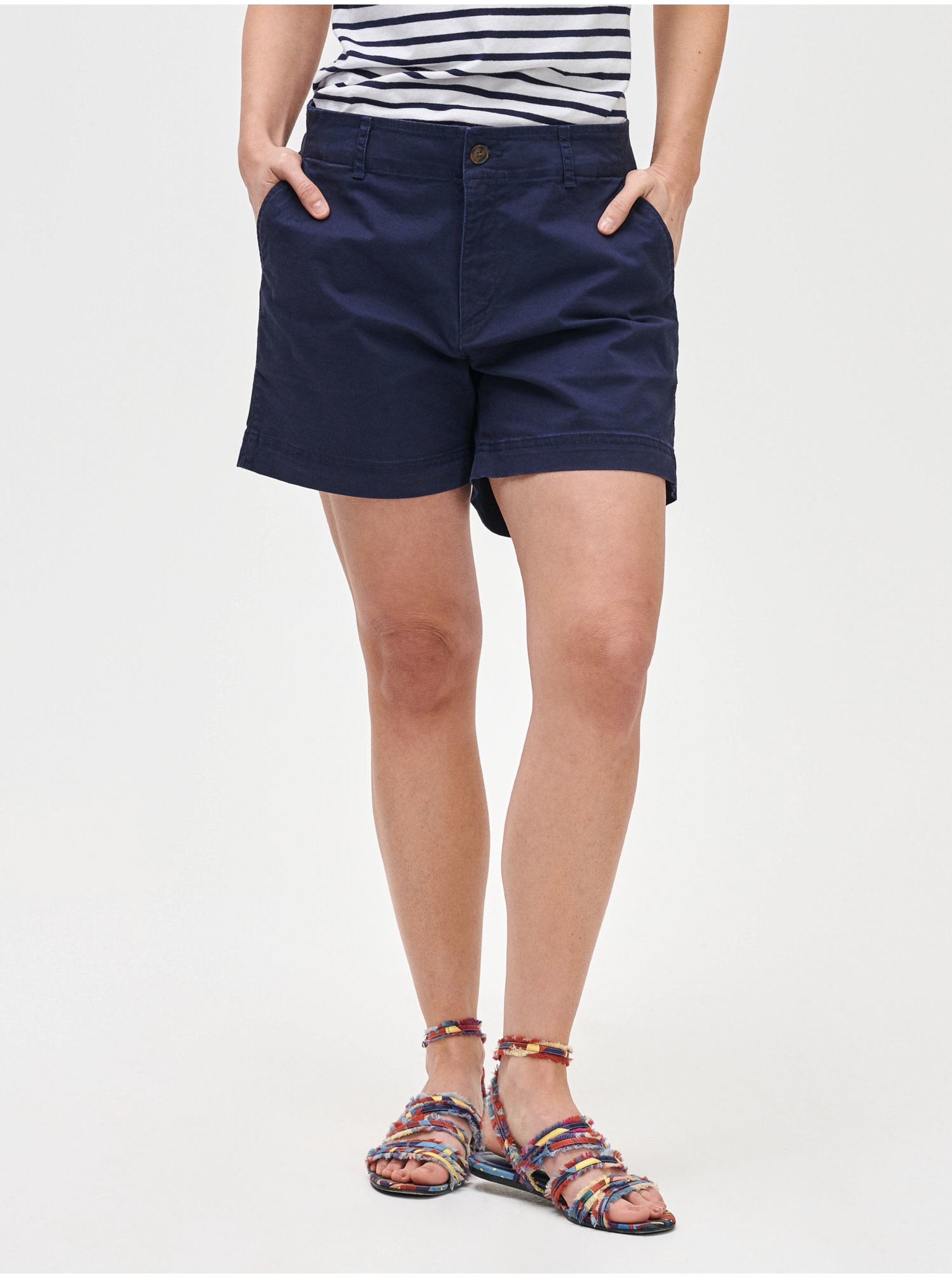 Lacno Kraťasy 5" mid rise khaki shorts Modrá