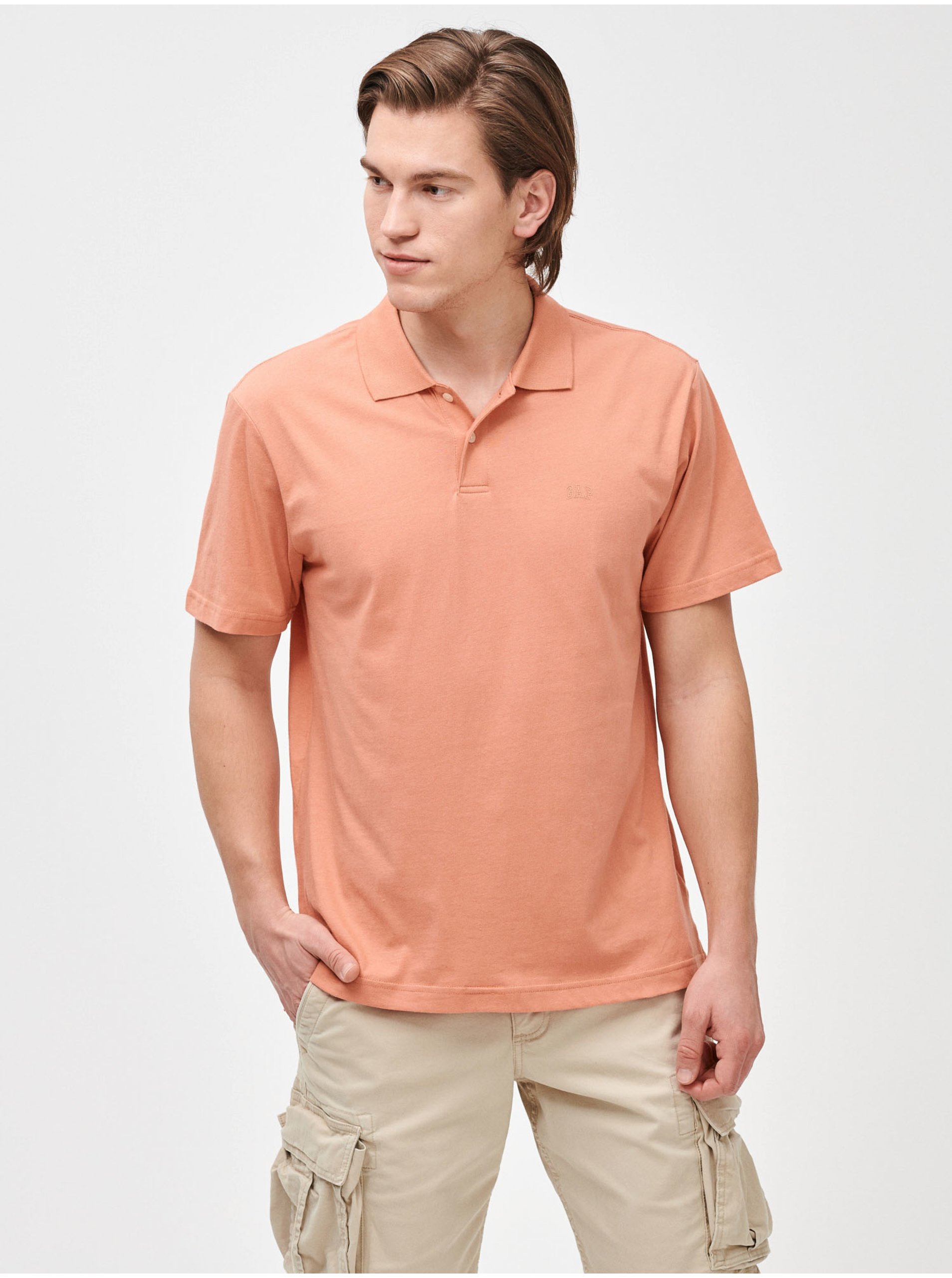 E-shop Oranžové pánské polo tričko GAP Logo jersey