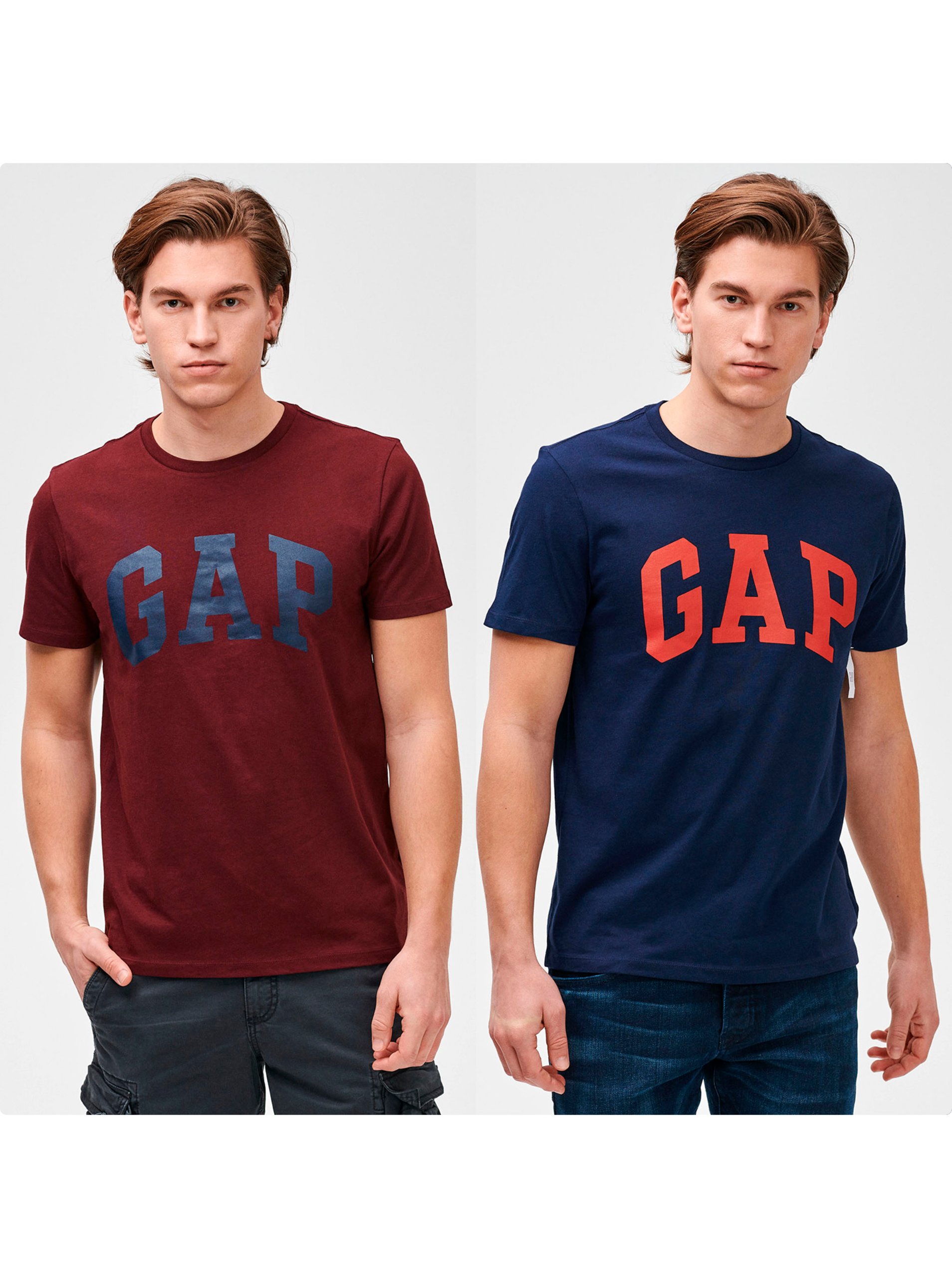 Levně Barevné pánské tričko GAP Logo basic arch, 2ks