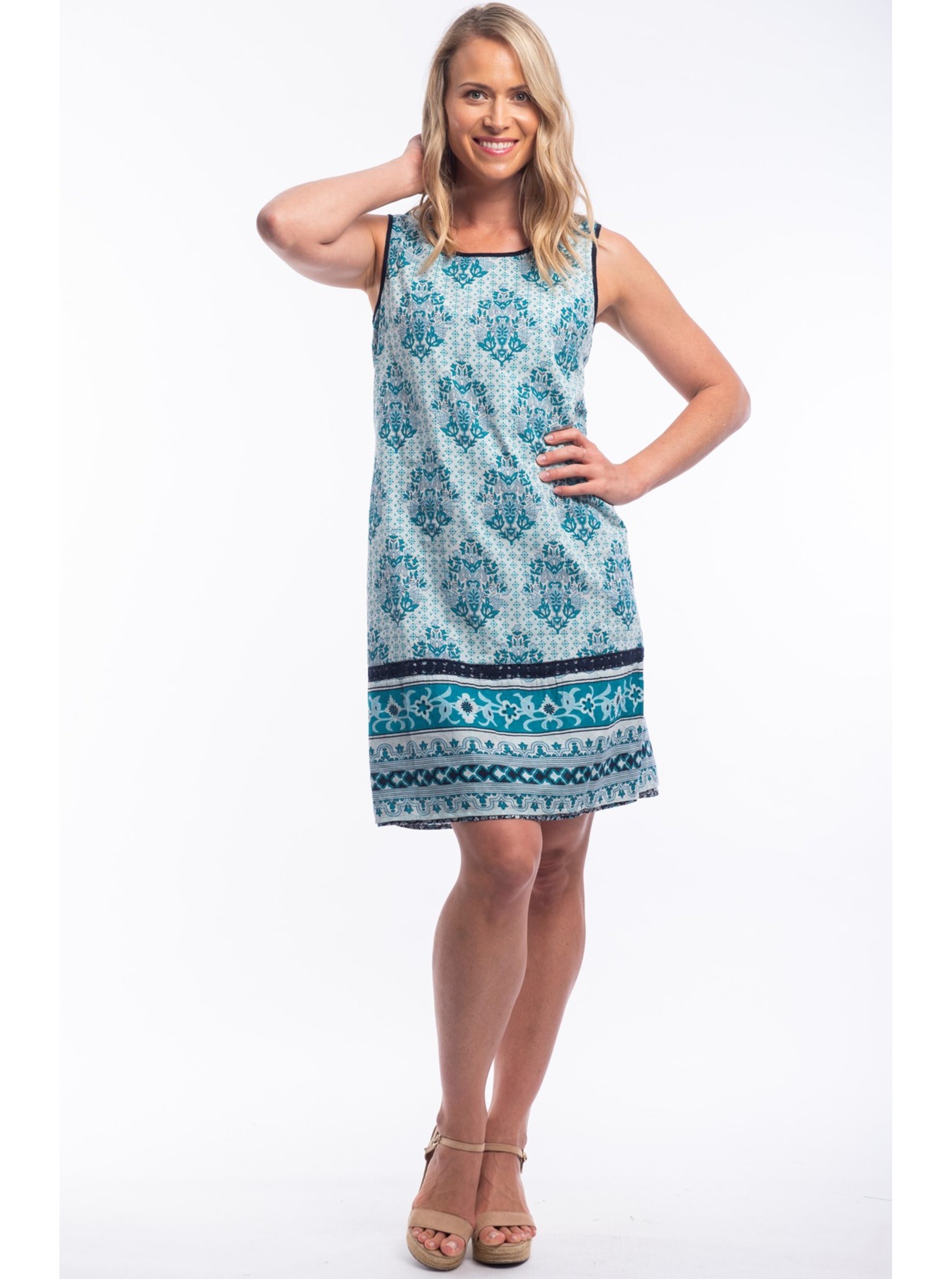 E-shop Orientique petrolejové letné šaty so vzormi