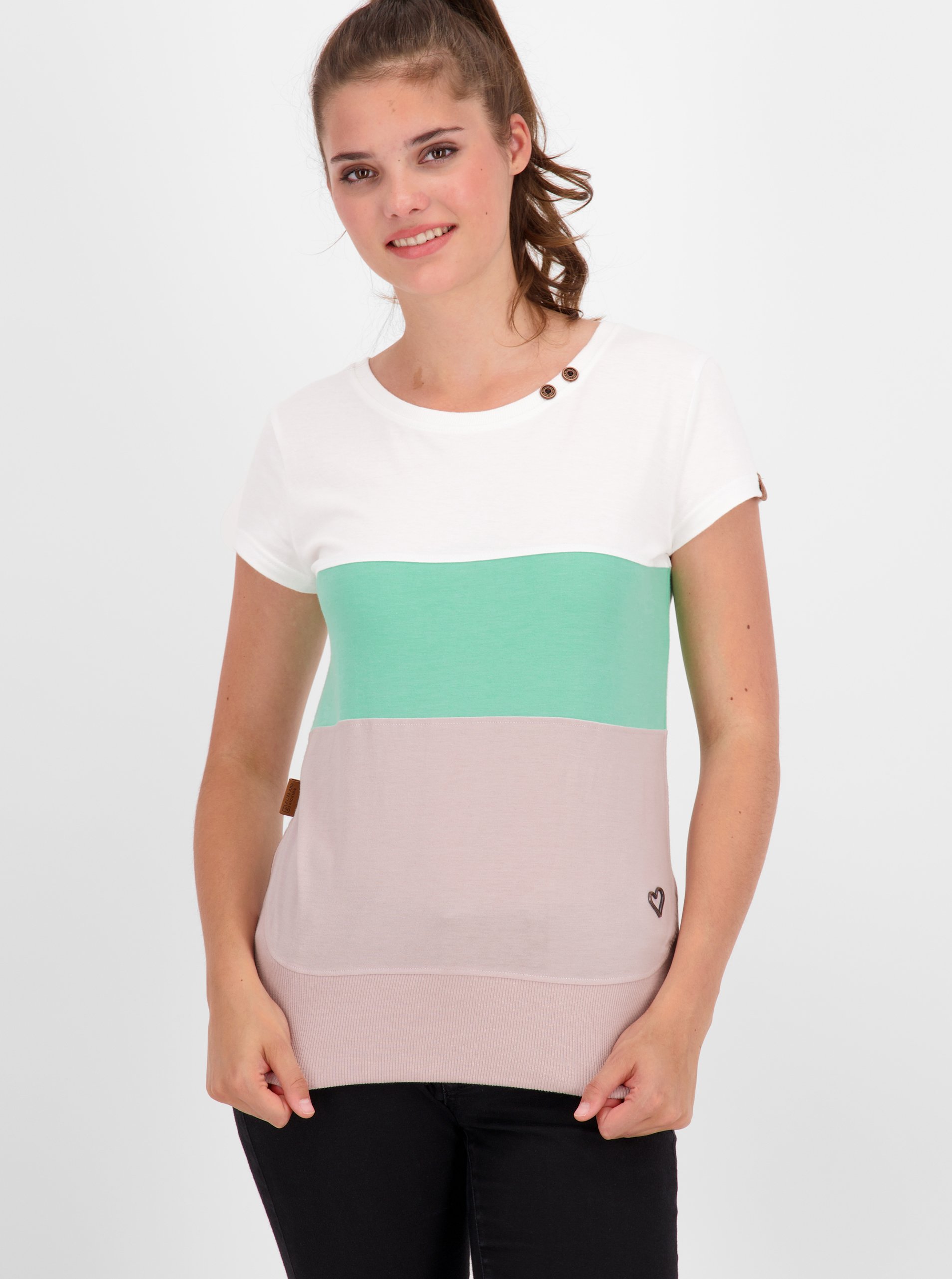 E-shop Zeleno-růžové dámské dlouhé tričko Alife and Kickin