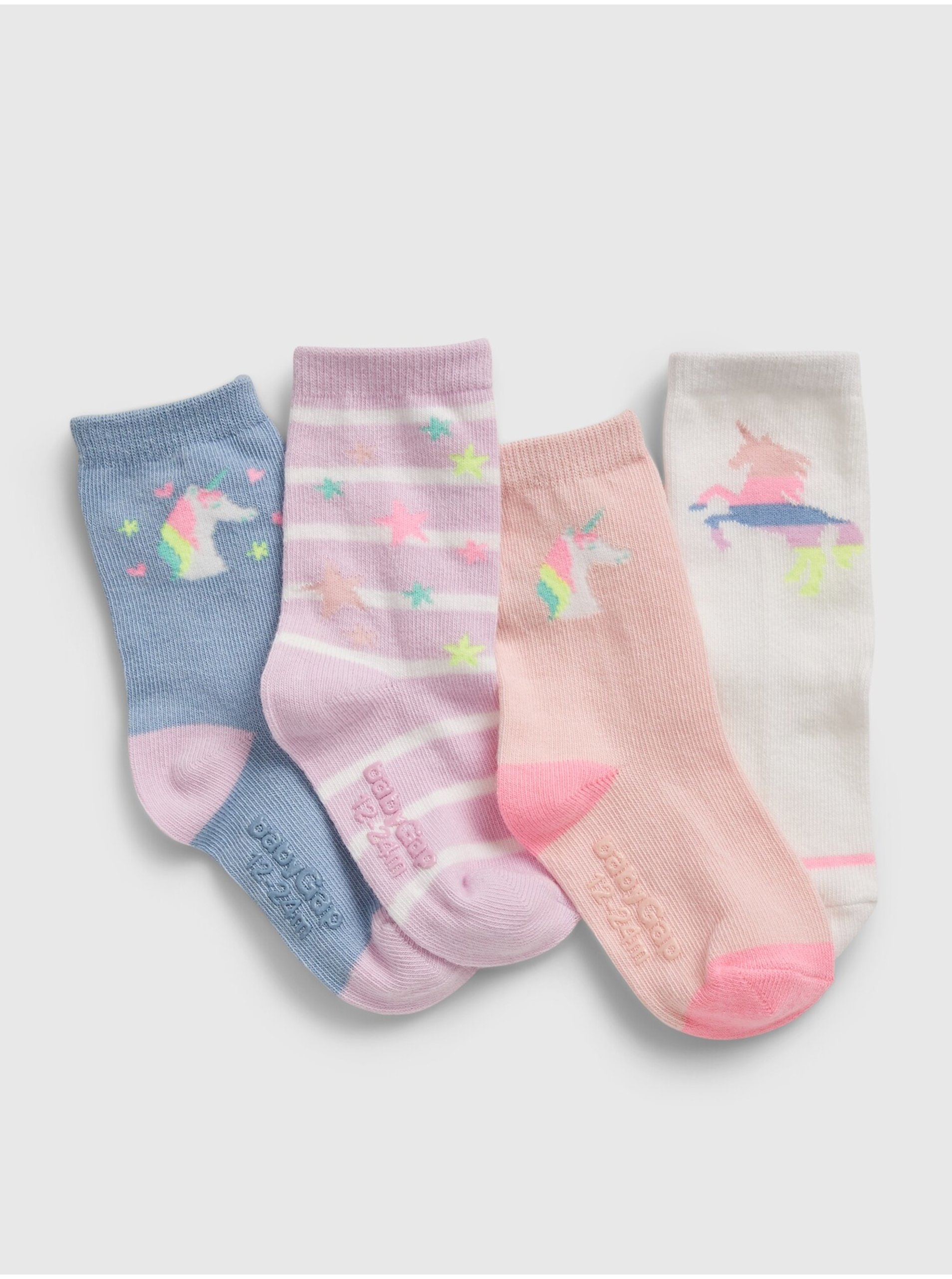Levně Barevné dětské ponožky s motivem jednorožce - 4 pack GAP