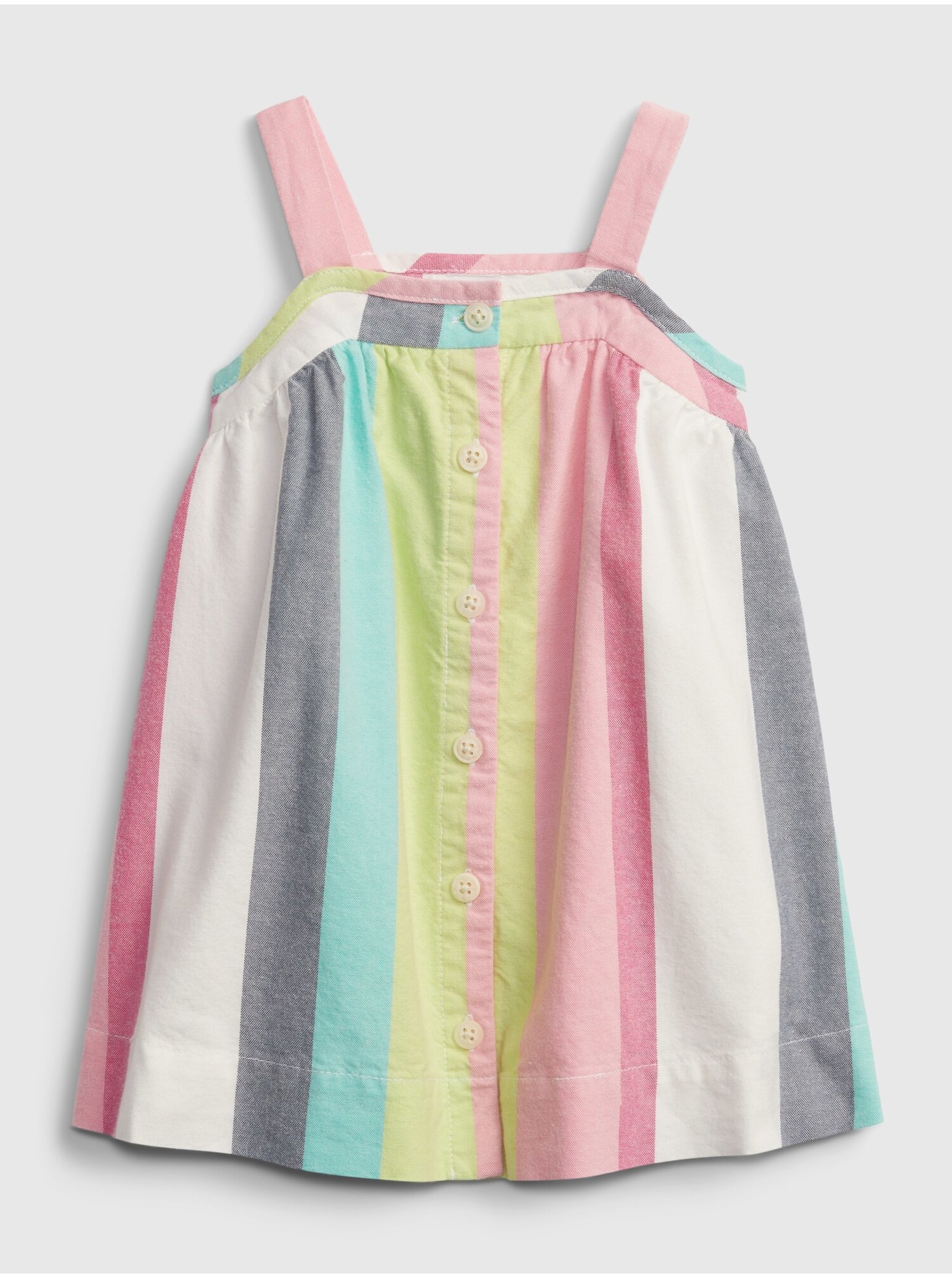Levně Barevné holčičí baby šaty stripe button dress