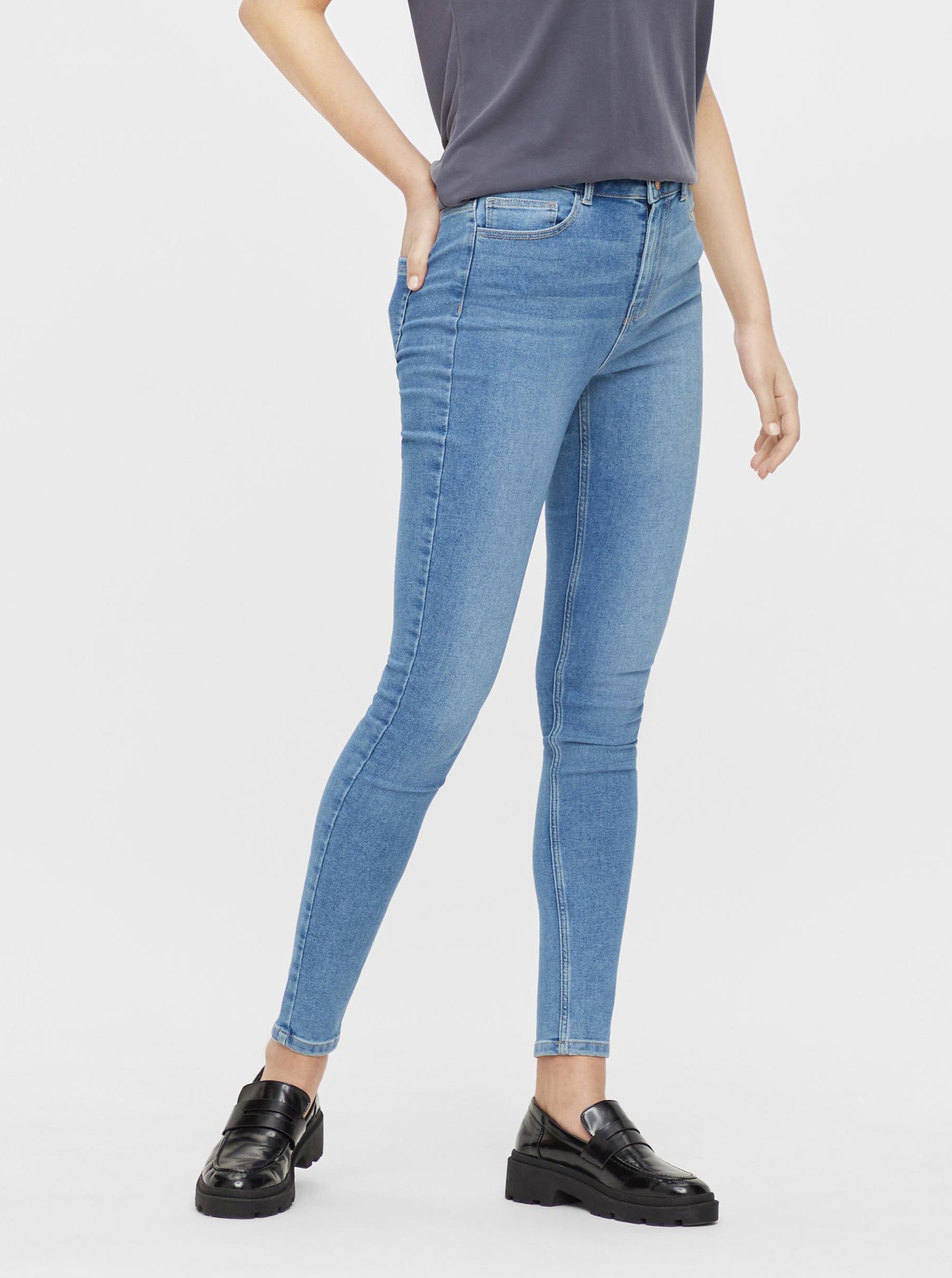 E-shop Modré dámské skinny fit džíny Pieces Highfive