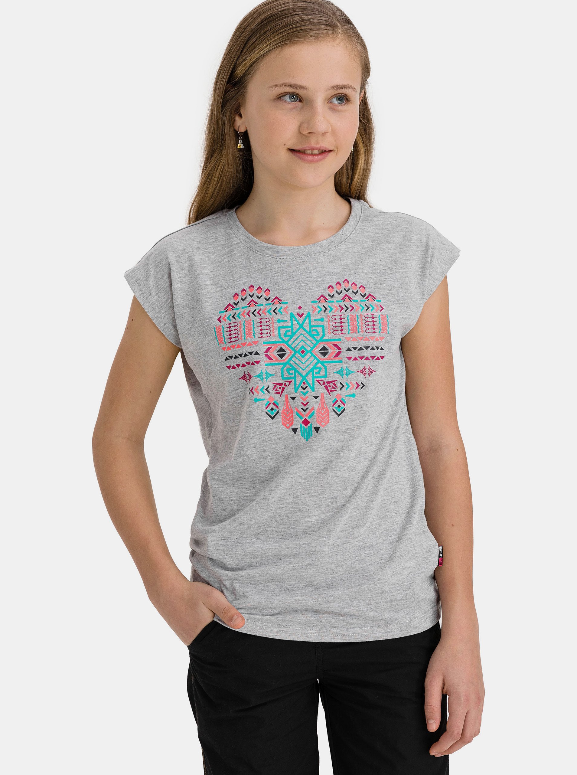 E-shop Šedé holčičí tričko s potiskem SAM 73