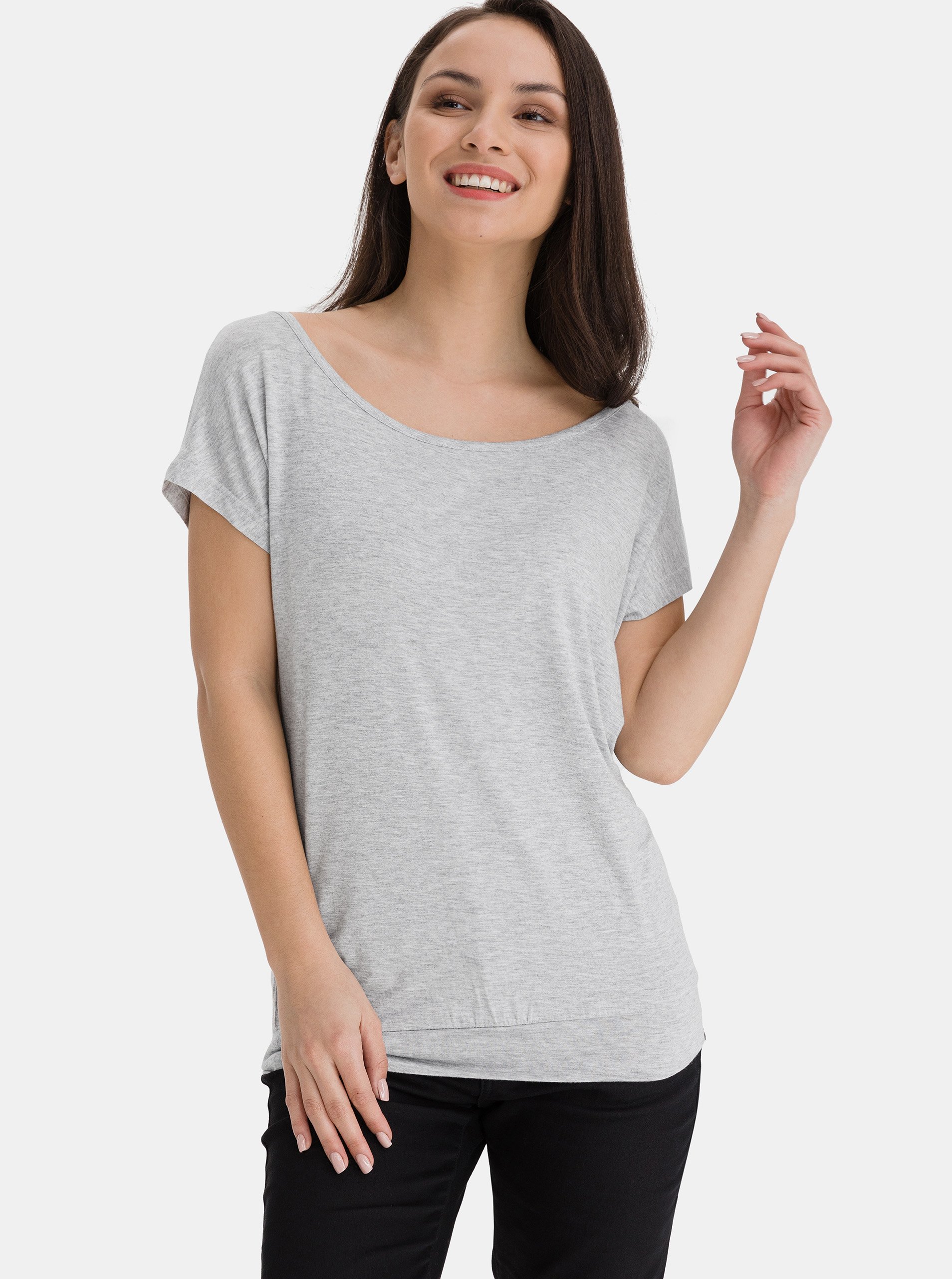 E-shop Šedé dámské dlouhé tričko SAM 73