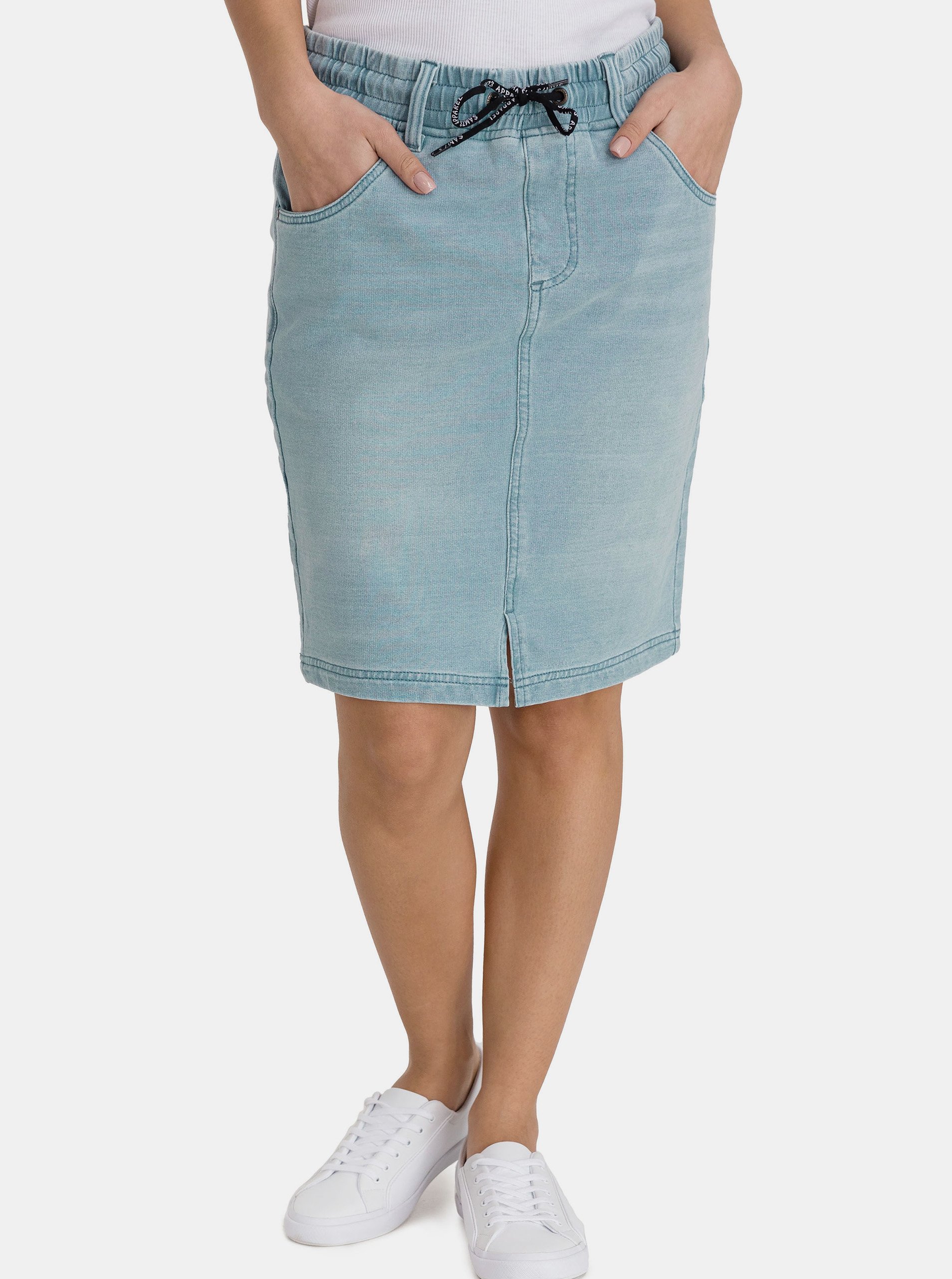 E-shop Světle modrá dámská pouzdrová džínová sukně SAM 73