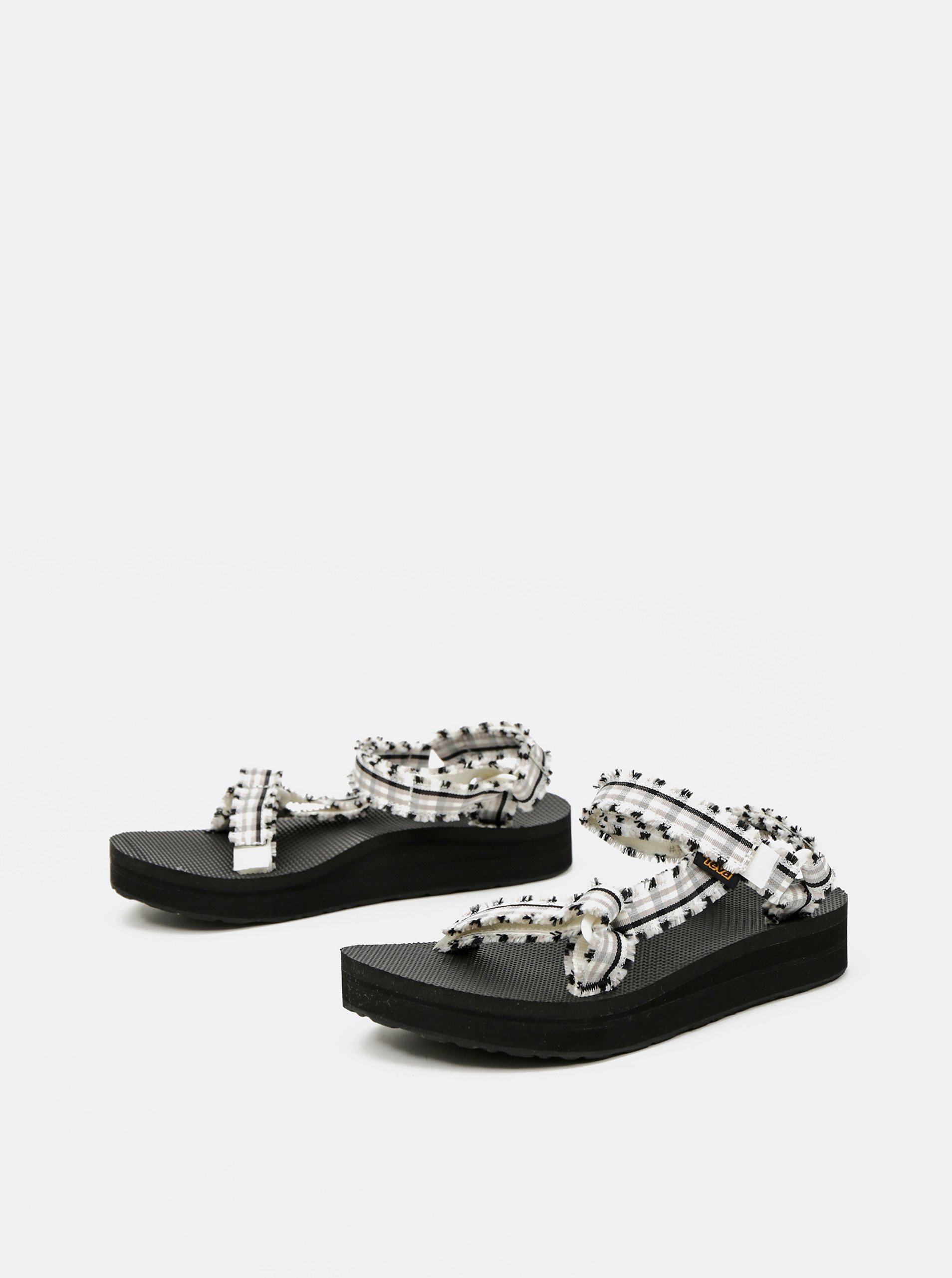Čierno-biele dámske kockované sandále Teva.