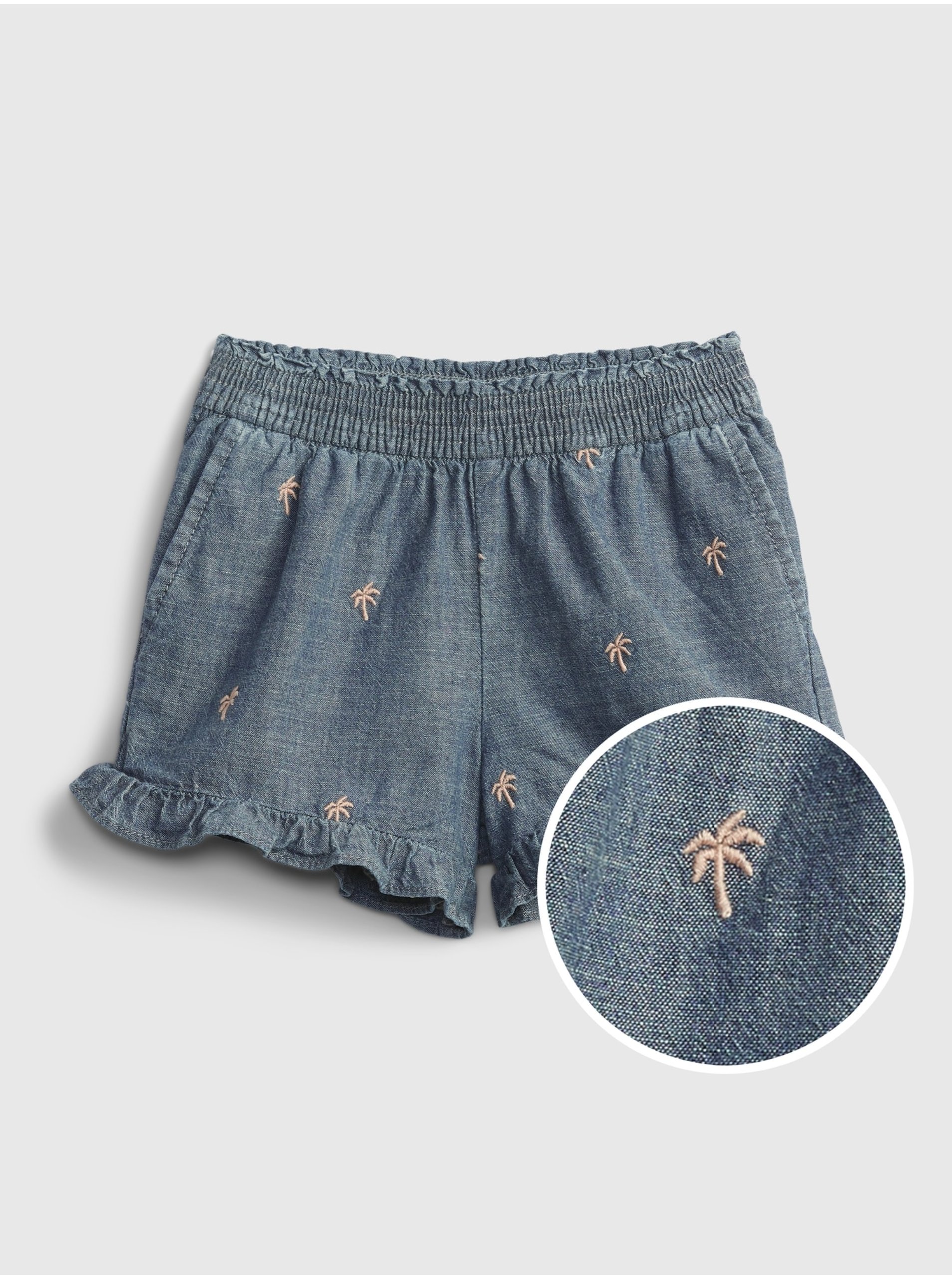 E-shop Modré holčičí dětské kraťasy chambray ruffle pull-on shorts