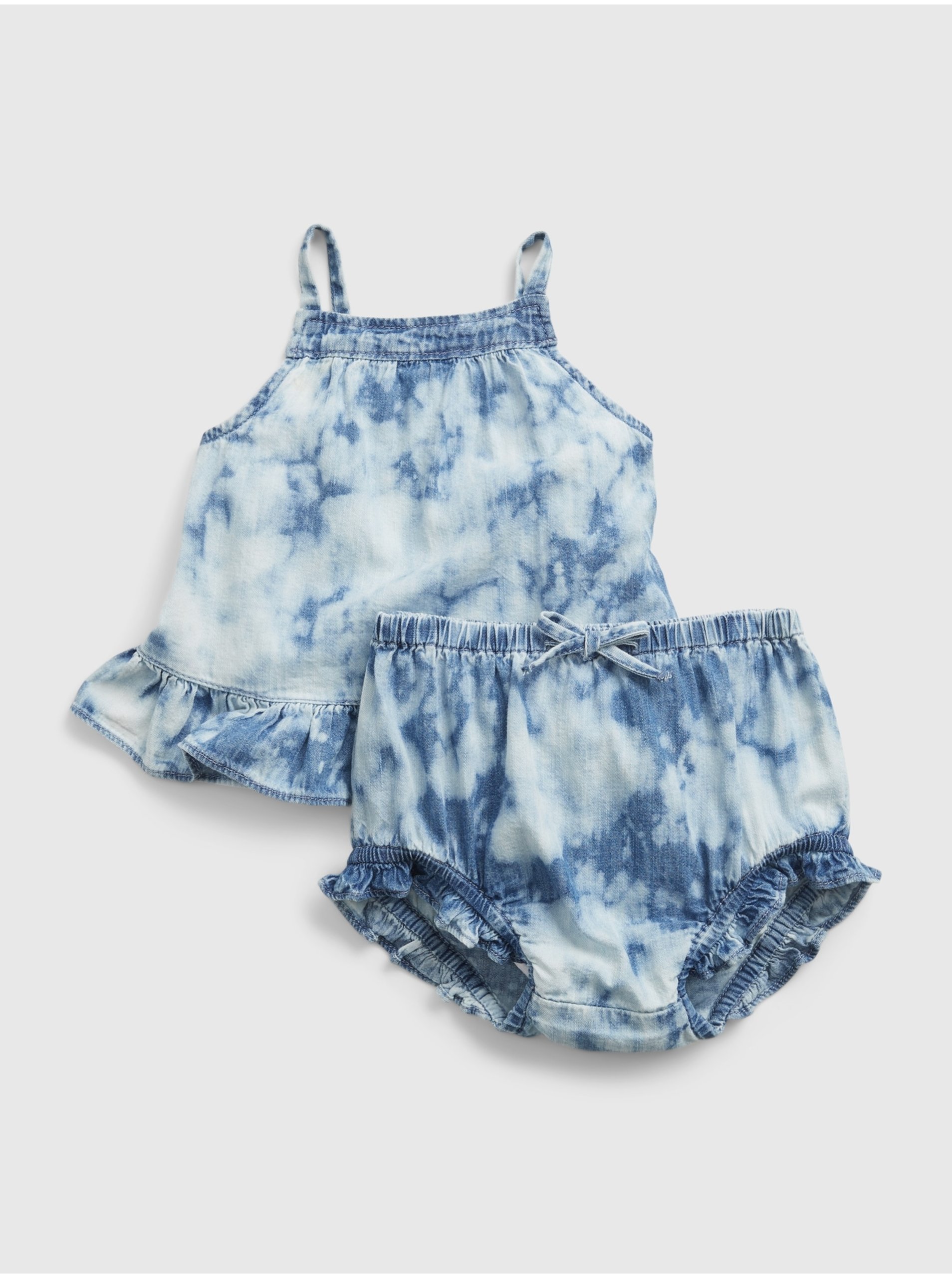 E-shop Modrý holčičí baby set tie-dye denim outfit set