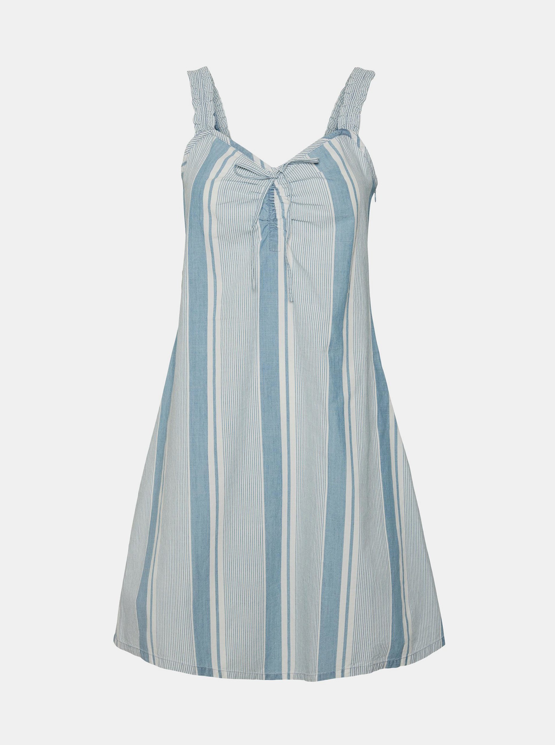 E-shop Světle modré pruhované šaty na ramínka VERO MODA Akela