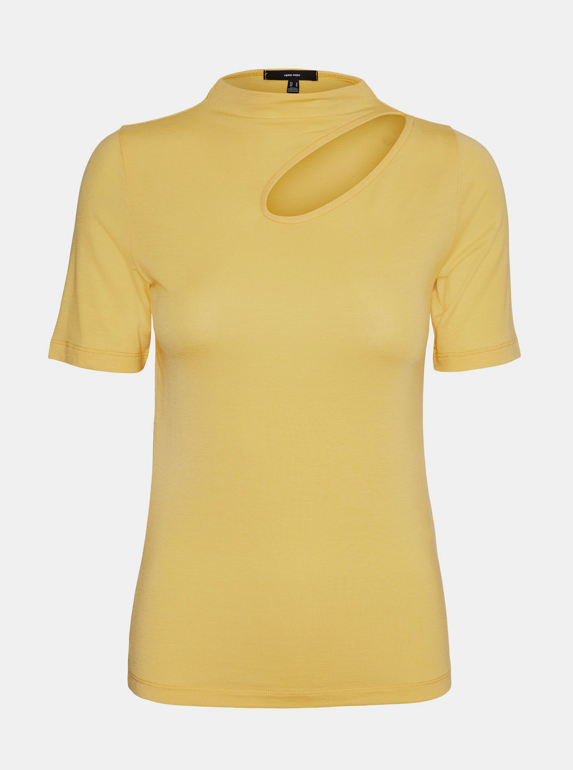 Lacno Žlté tričko s priestrihom VERO MODA Glow