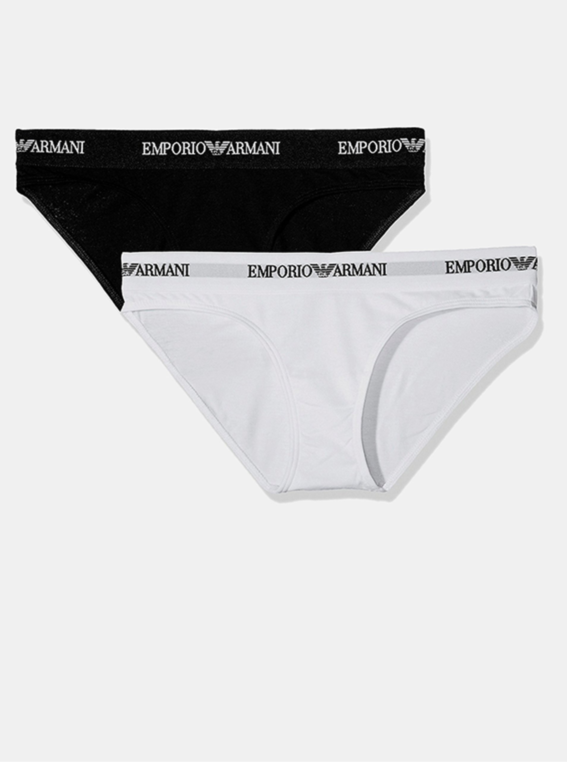 Levně Sada dvou dámských kalhotek v bílé a černé barvě Emporio Armani 163334 CC317 00911