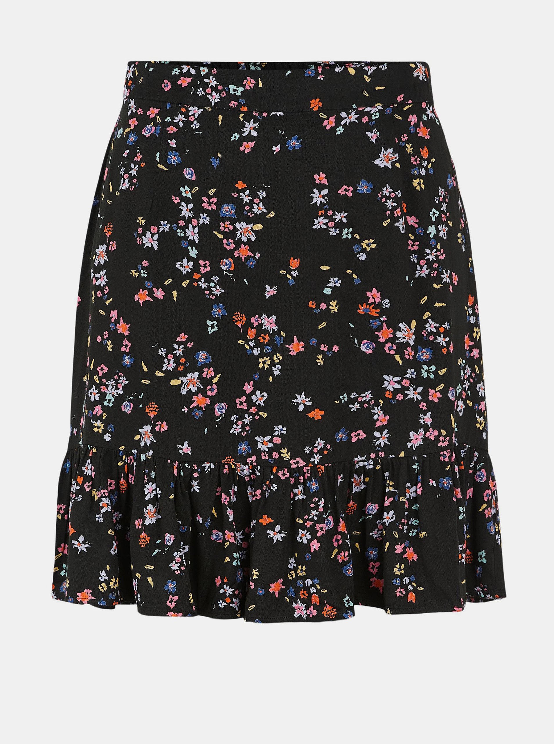 E-shop Černá květovaná sukně Pieces Lala