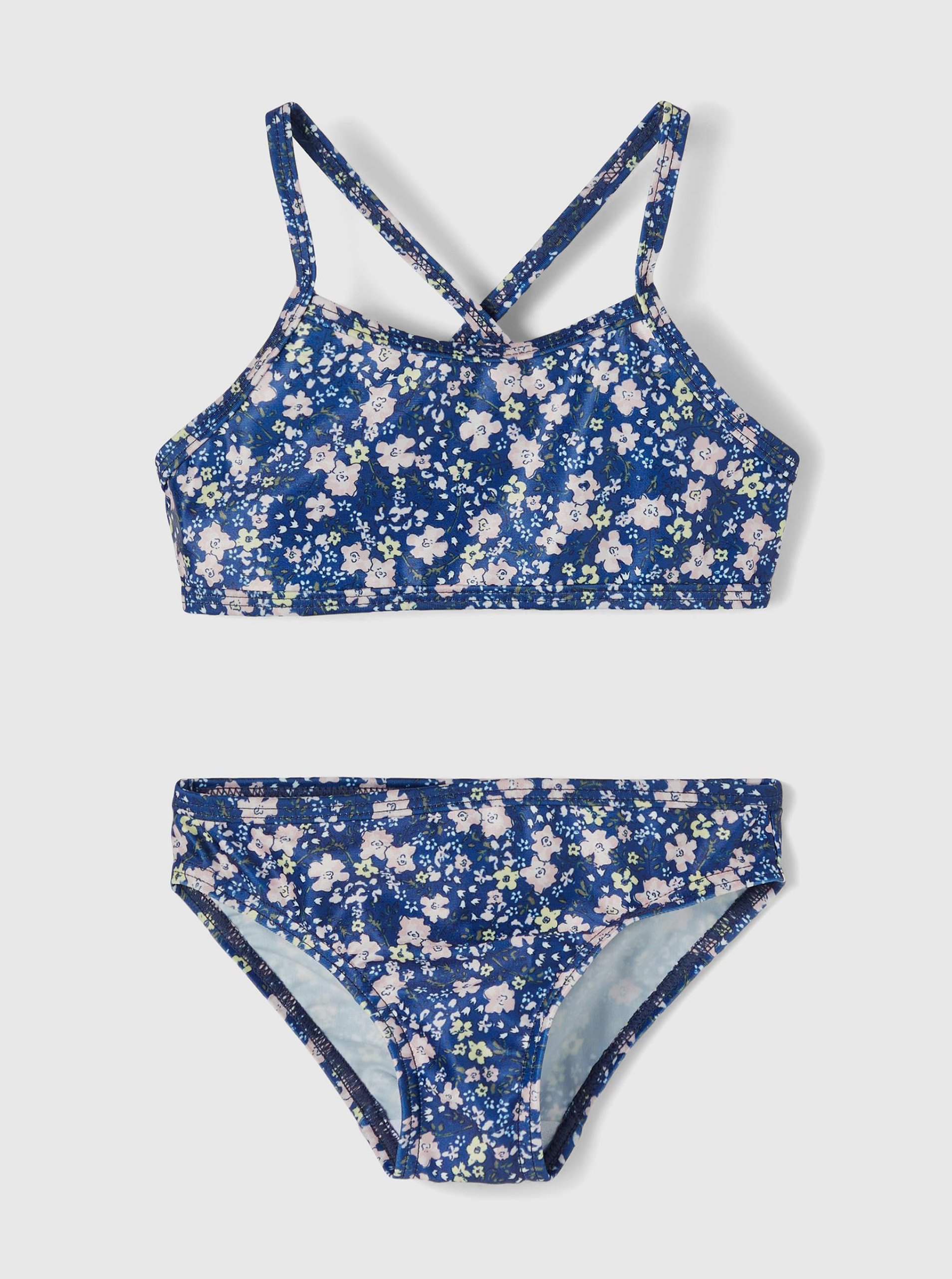 E-shop Modré dievčenské kvetované dvojdielne plavky name it Felisia