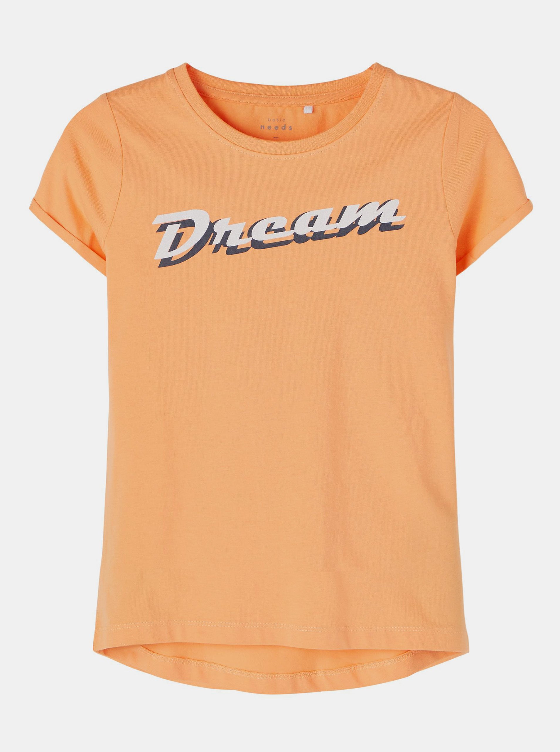 Levně Oranžové holčičí tričko s potiskem name it Vix