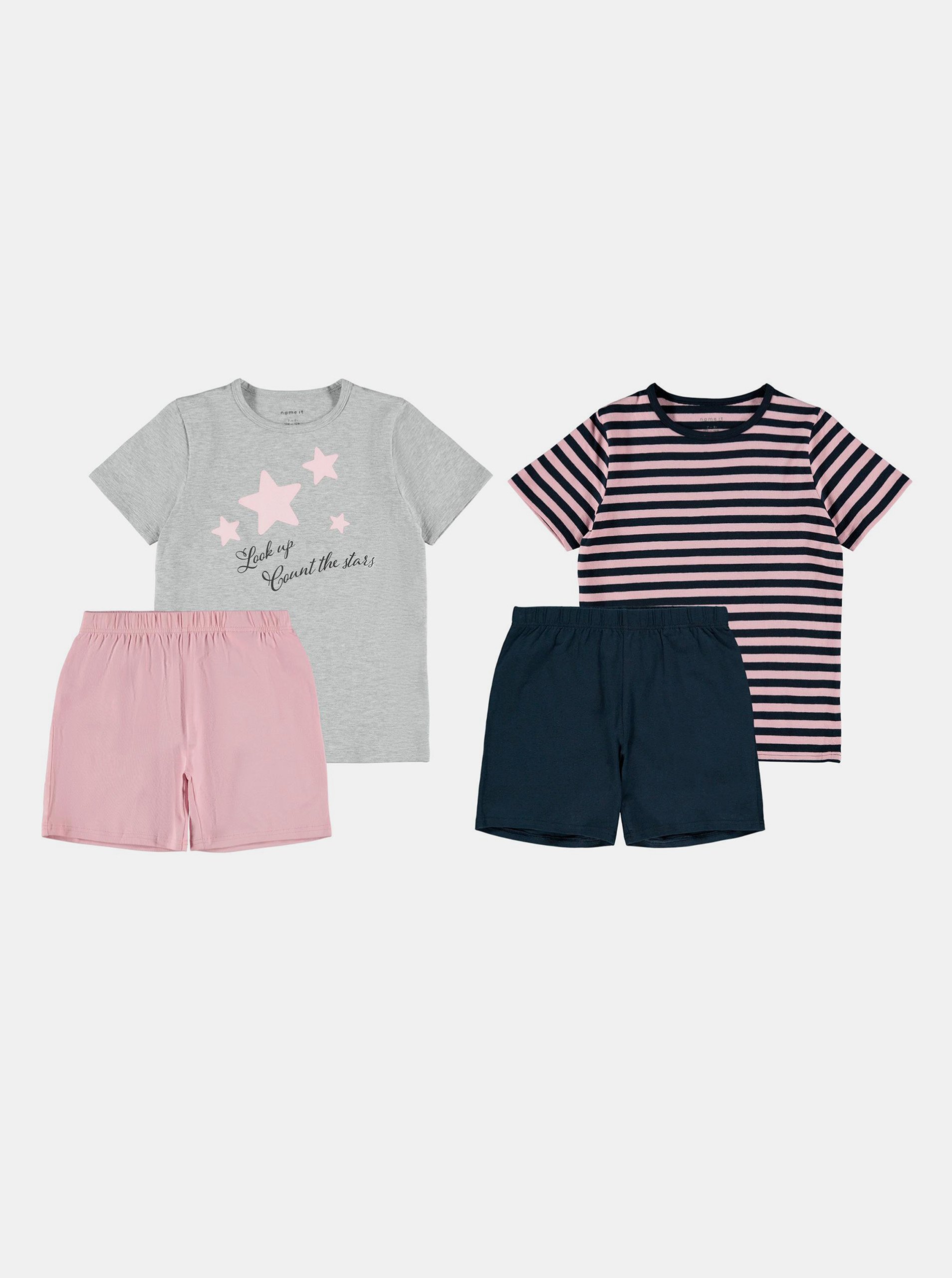E-shop Sada dvou holčičích pyžam v modré a růžové barvě name it Stars