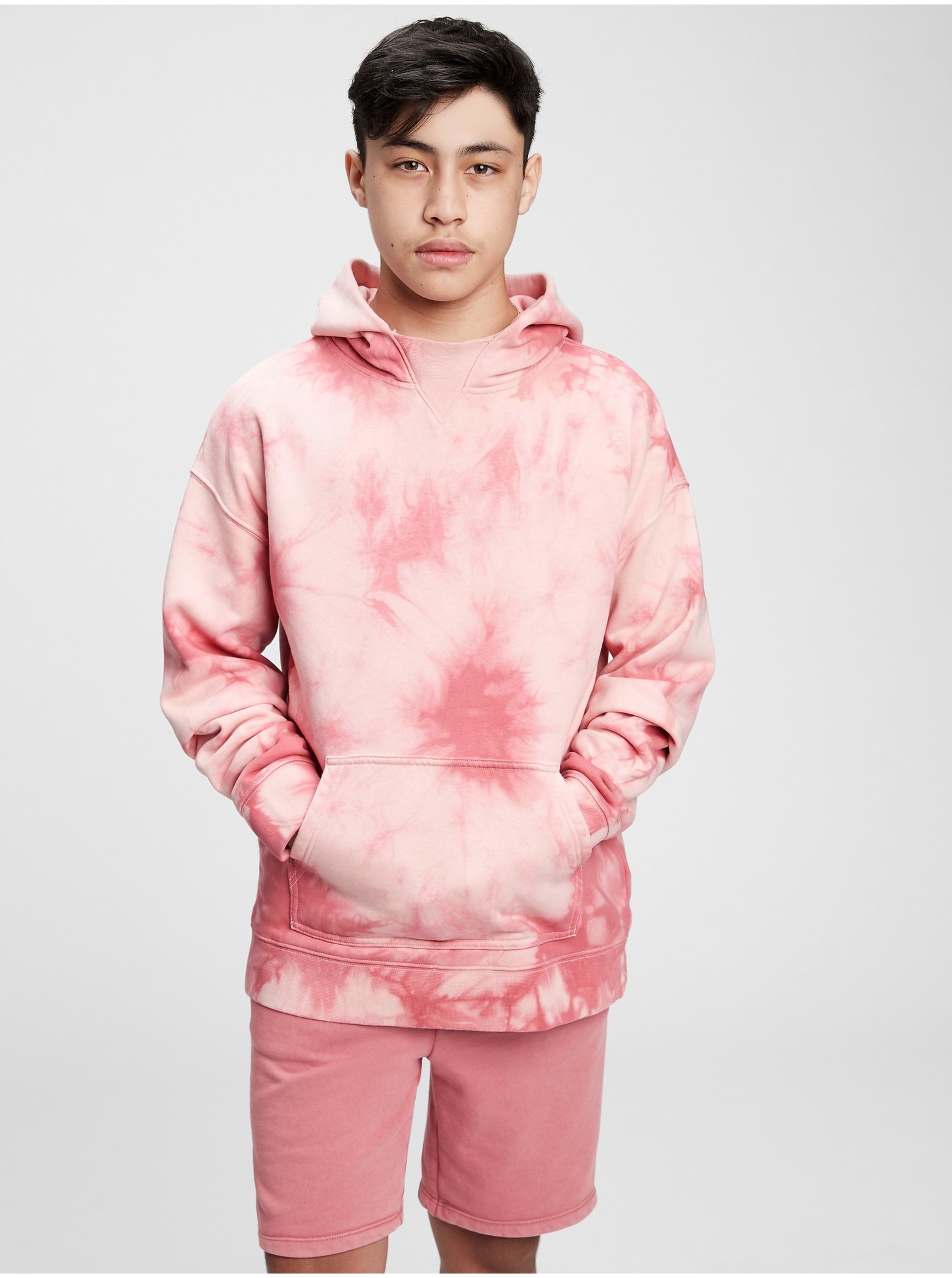 Levně Růžová klučičí mikina GAP Dip-dye hoodie