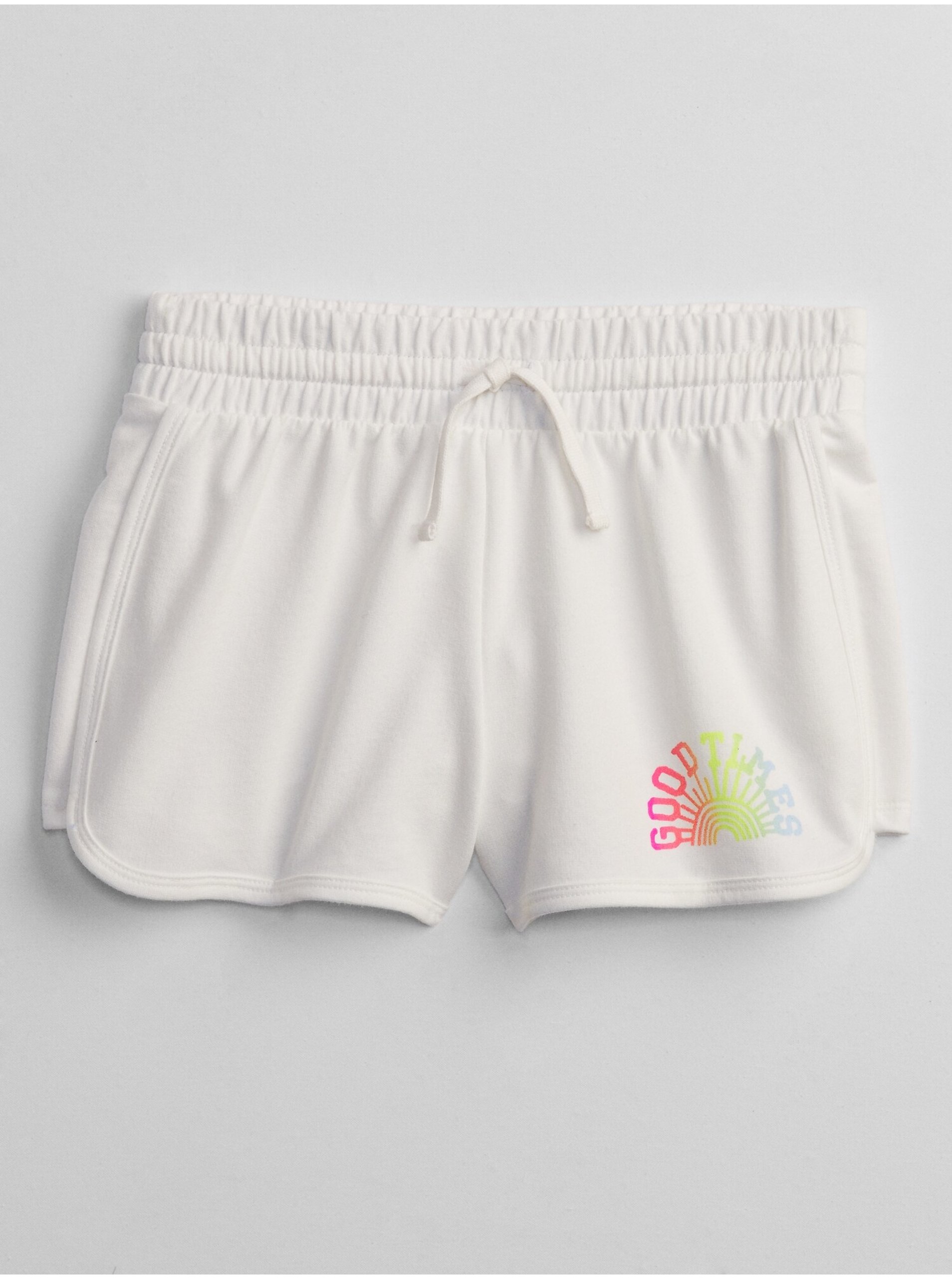 E-shop Bílé holčičí dětské kraťasy graphic pull-on shorts GAP