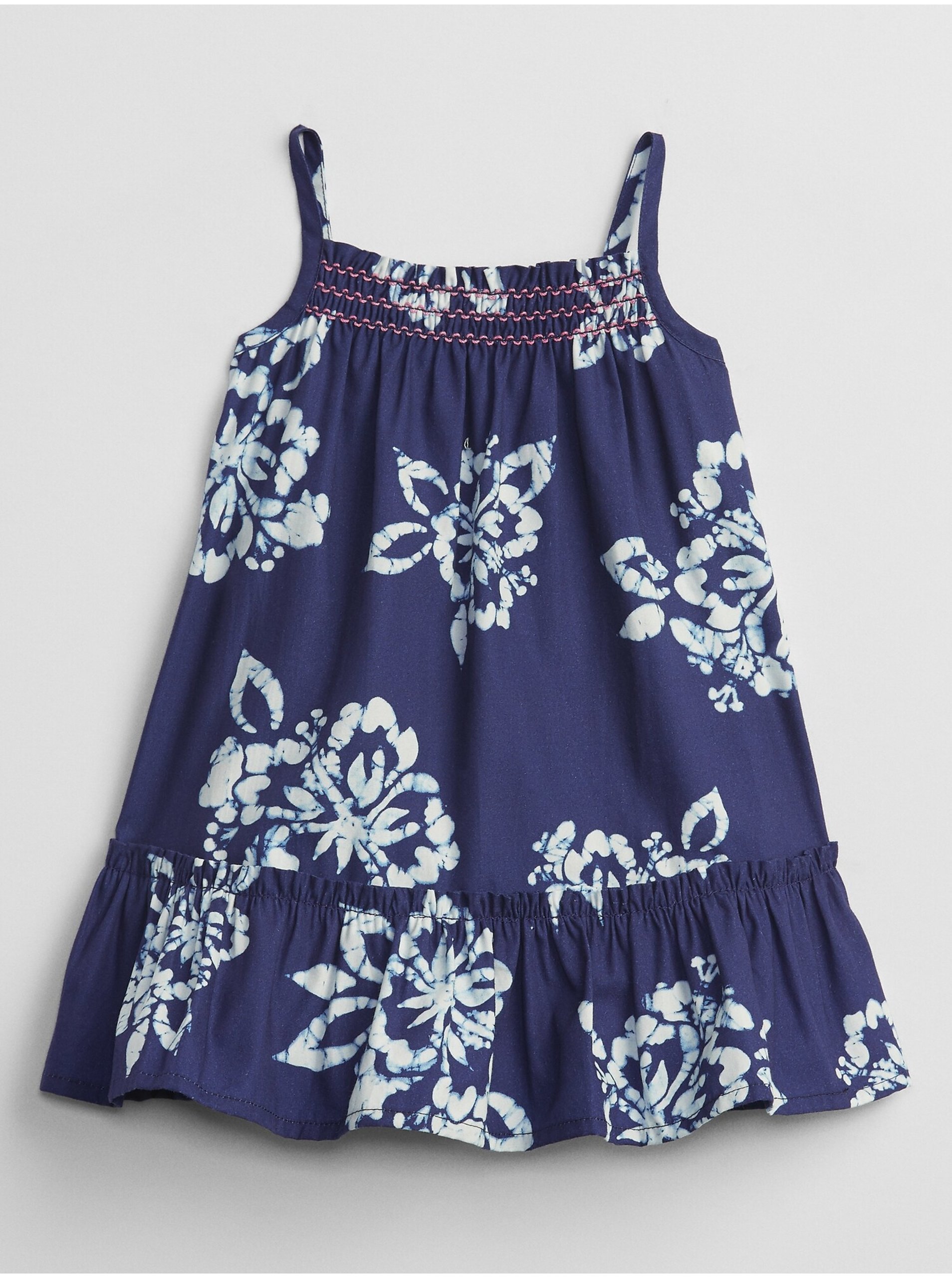 Levně Modré holčičí baby šaty smocked floral dress GAP